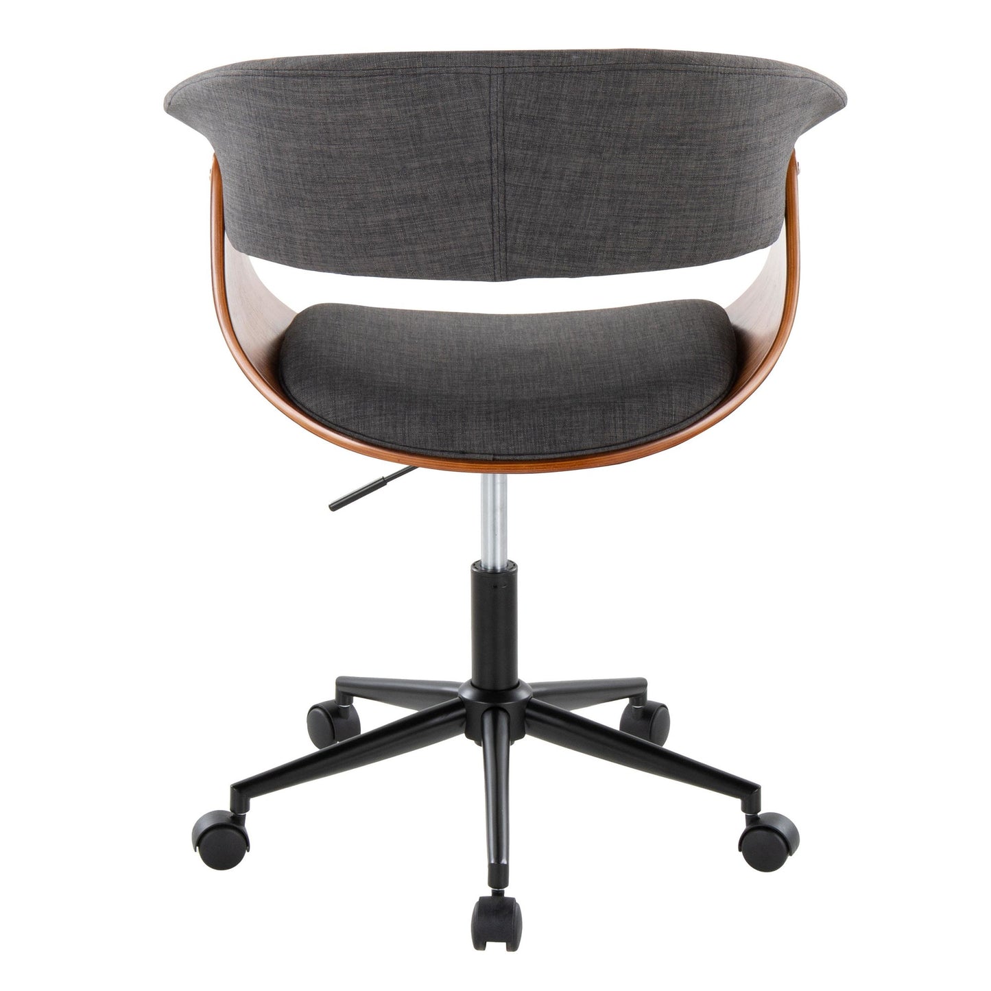 Majestic Office Furniture Mod Mid-Century Modern Office Chair in Gold Metal, Zebra Wood and Cream Fabric