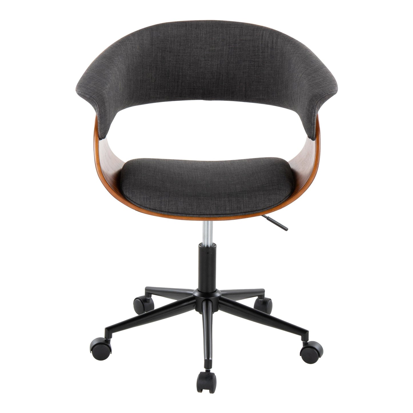 Majestic Office Furniture Mod Mid-Century Modern Office Chair in Gold Metal, Zebra Wood and Cream Fabric