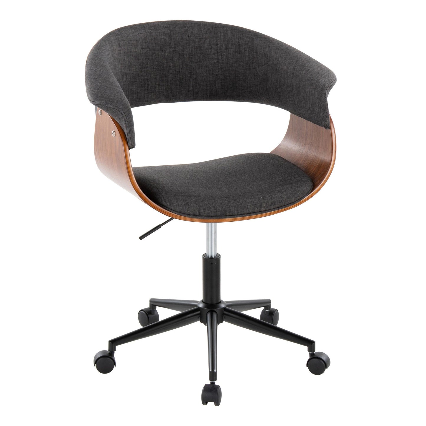 Majestic Office Furniture Mod Mid-Century Modern Office Chair in Gold Metal, Zebra Wood and Cream Fabric