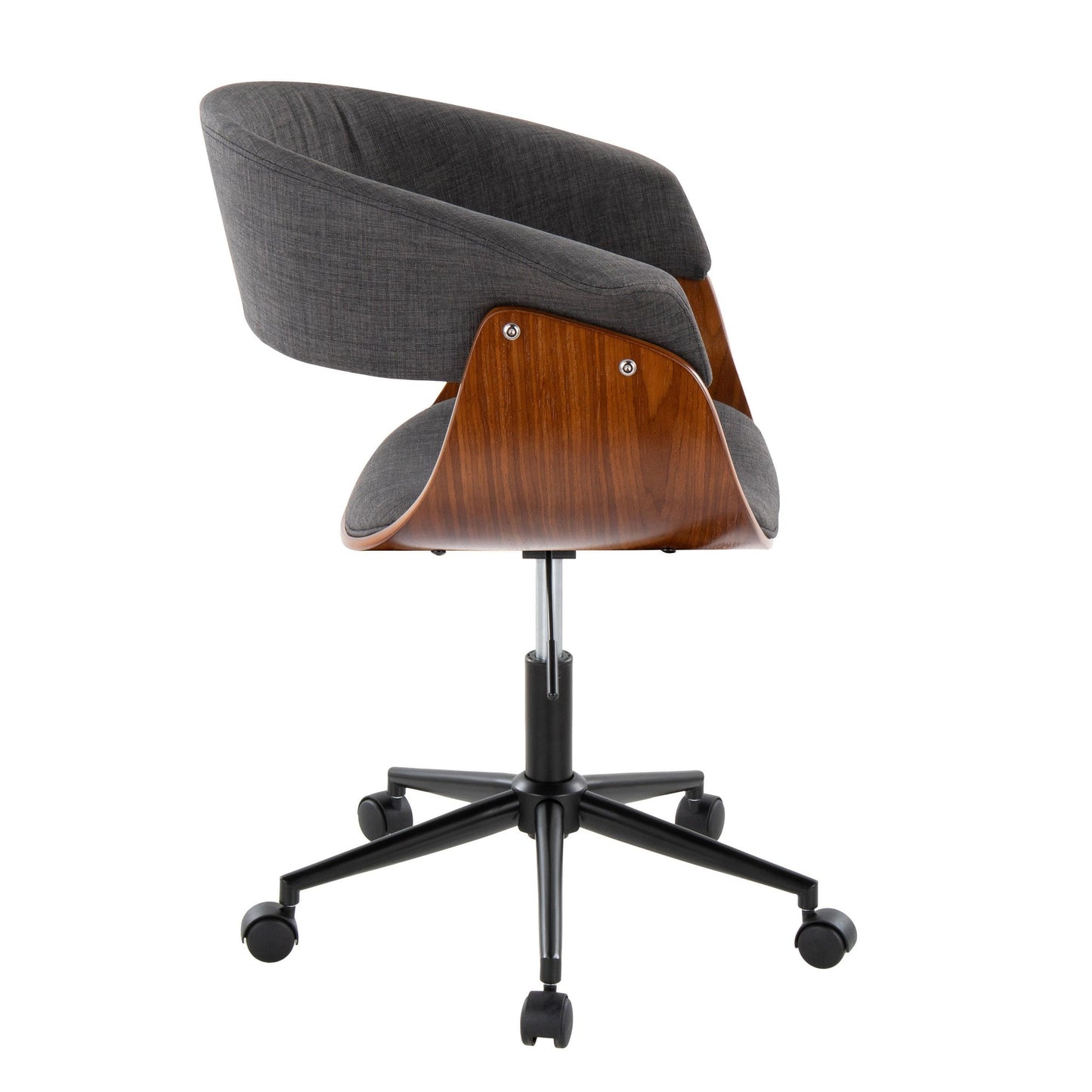 Majestic Office Furniture Mod Mid-Century Modern Office Chair in Gold Metal, Zebra Wood and Cream Fabric