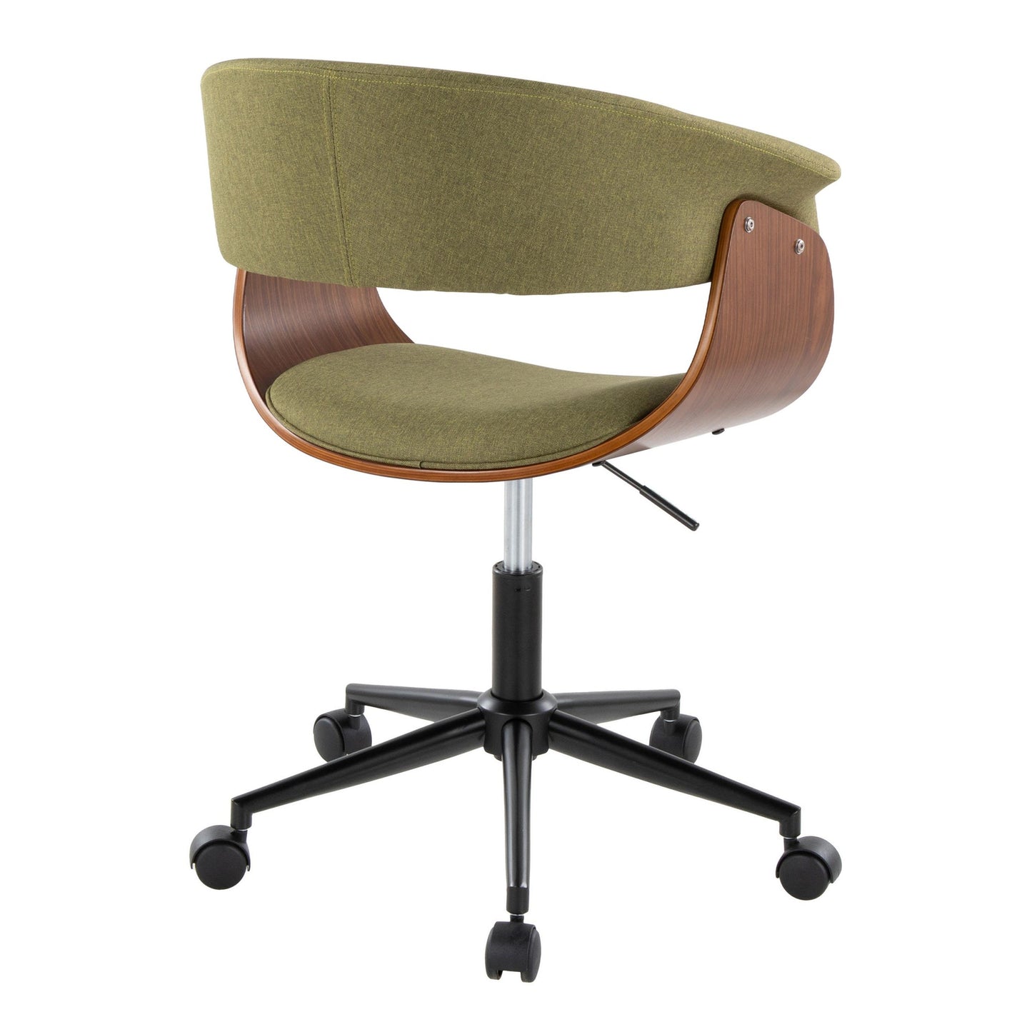 Majestic Office Furniture Mod Mid-Century Modern Office Chair in Gold Metal, Zebra Wood and Cream Fabric