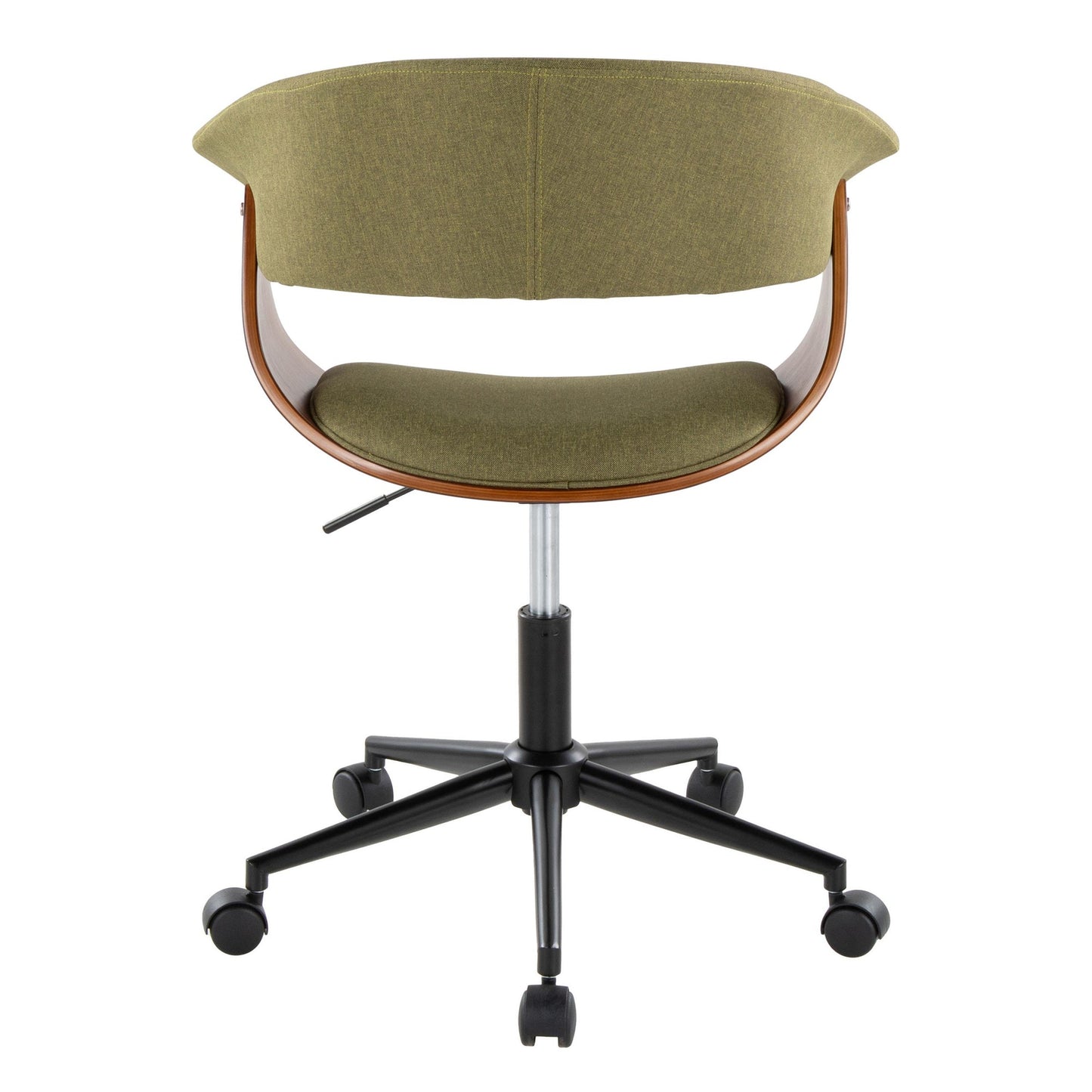 Majestic Office Furniture Mod Mid-Century Modern Office Chair in Gold Metal, Zebra Wood and Cream Fabric