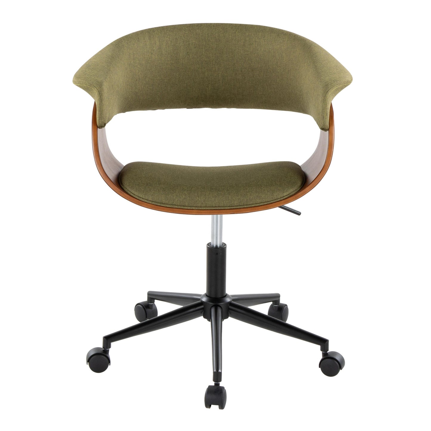 Majestic Office Furniture Mod Mid-Century Modern Office Chair in Gold Metal, Zebra Wood and Cream Fabric
