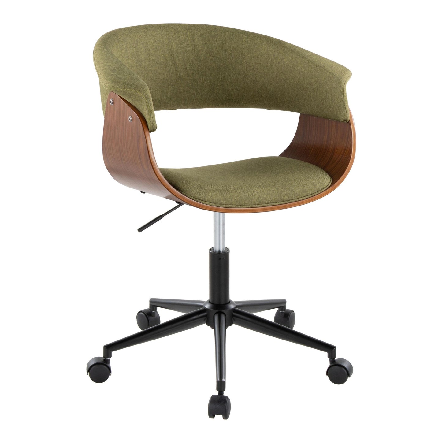 Majestic Office Furniture Mod Mid-Century Modern Office Chair in Gold Metal, Zebra Wood and Cream Fabric
