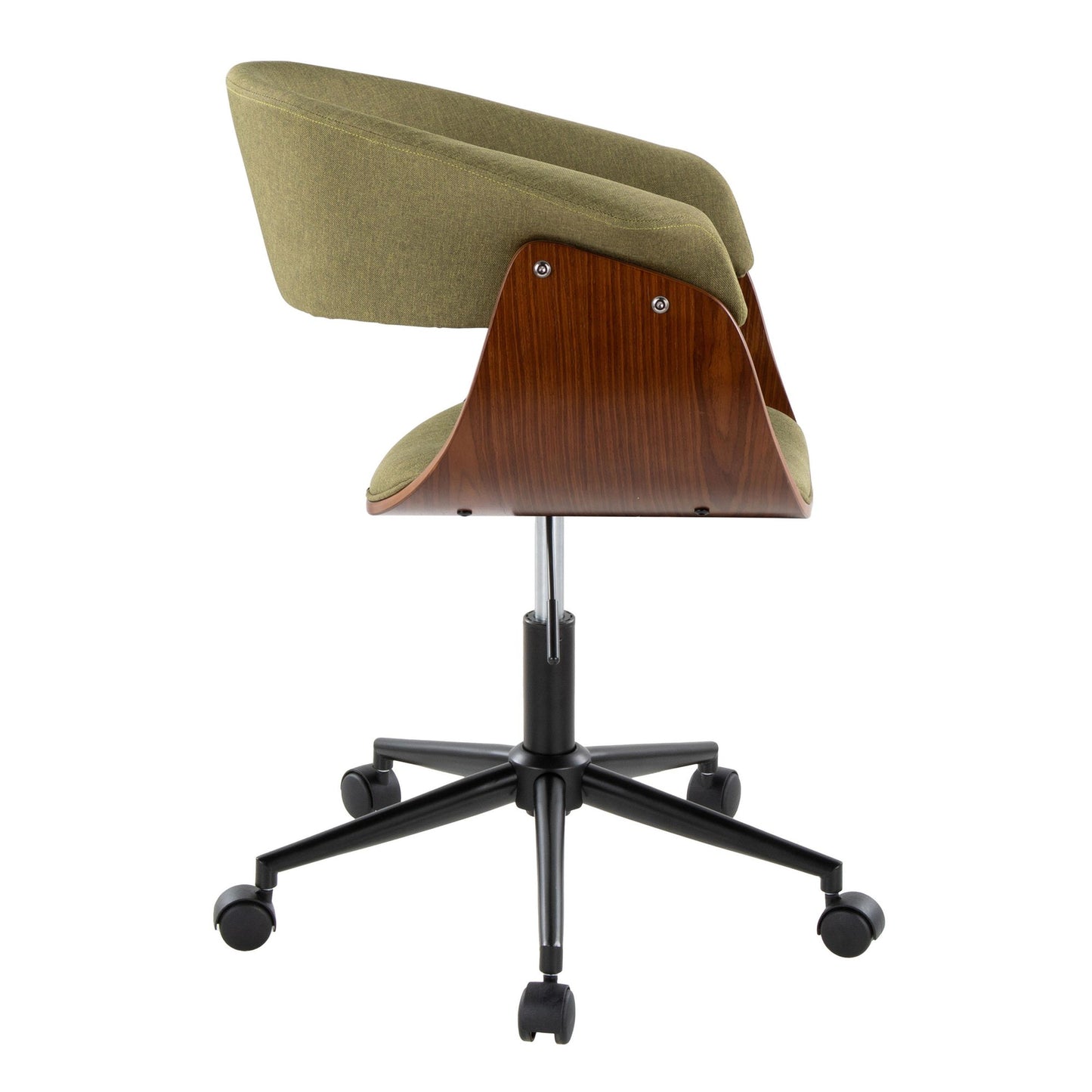 Majestic Office Furniture Mod Mid-Century Modern Office Chair in Gold Metal, Zebra Wood and Cream Fabric