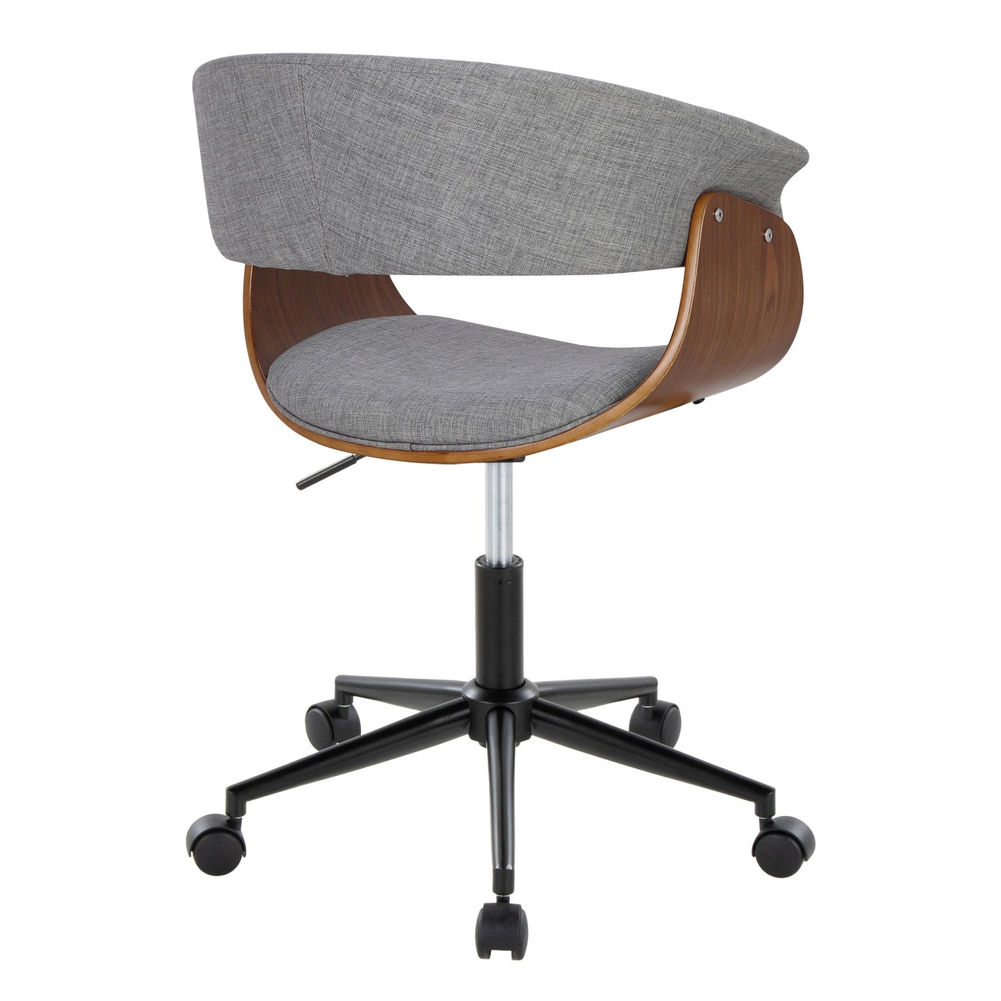 Majestic Office Furniture Mod Mid-Century Modern Office Chair in Gold Metal, Zebra Wood and Cream Fabric