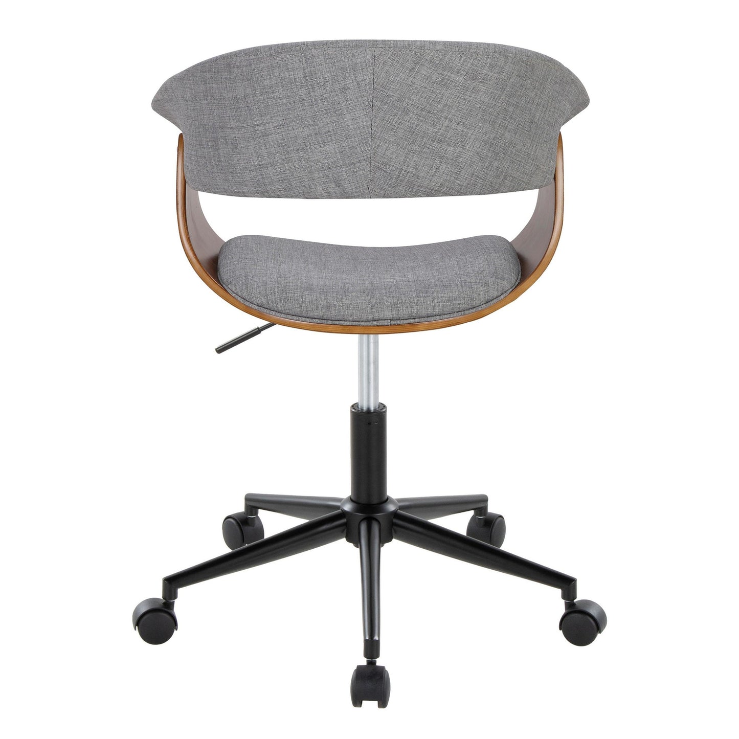 Majestic Office Furniture Mod Mid-Century Modern Office Chair in Gold Metal, Zebra Wood and Cream Fabric