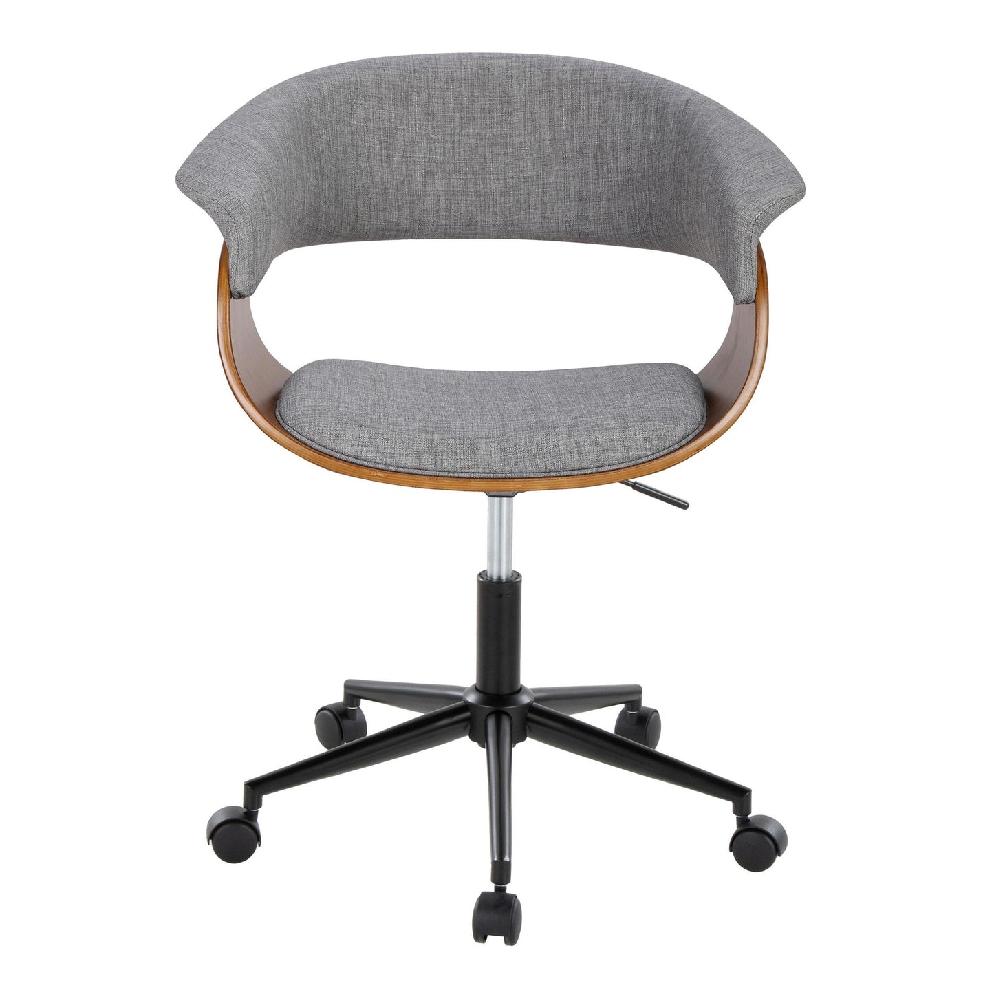 Majestic Office Furniture Mod Mid-Century Modern Office Chair in Gold Metal, Zebra Wood and Cream Fabric