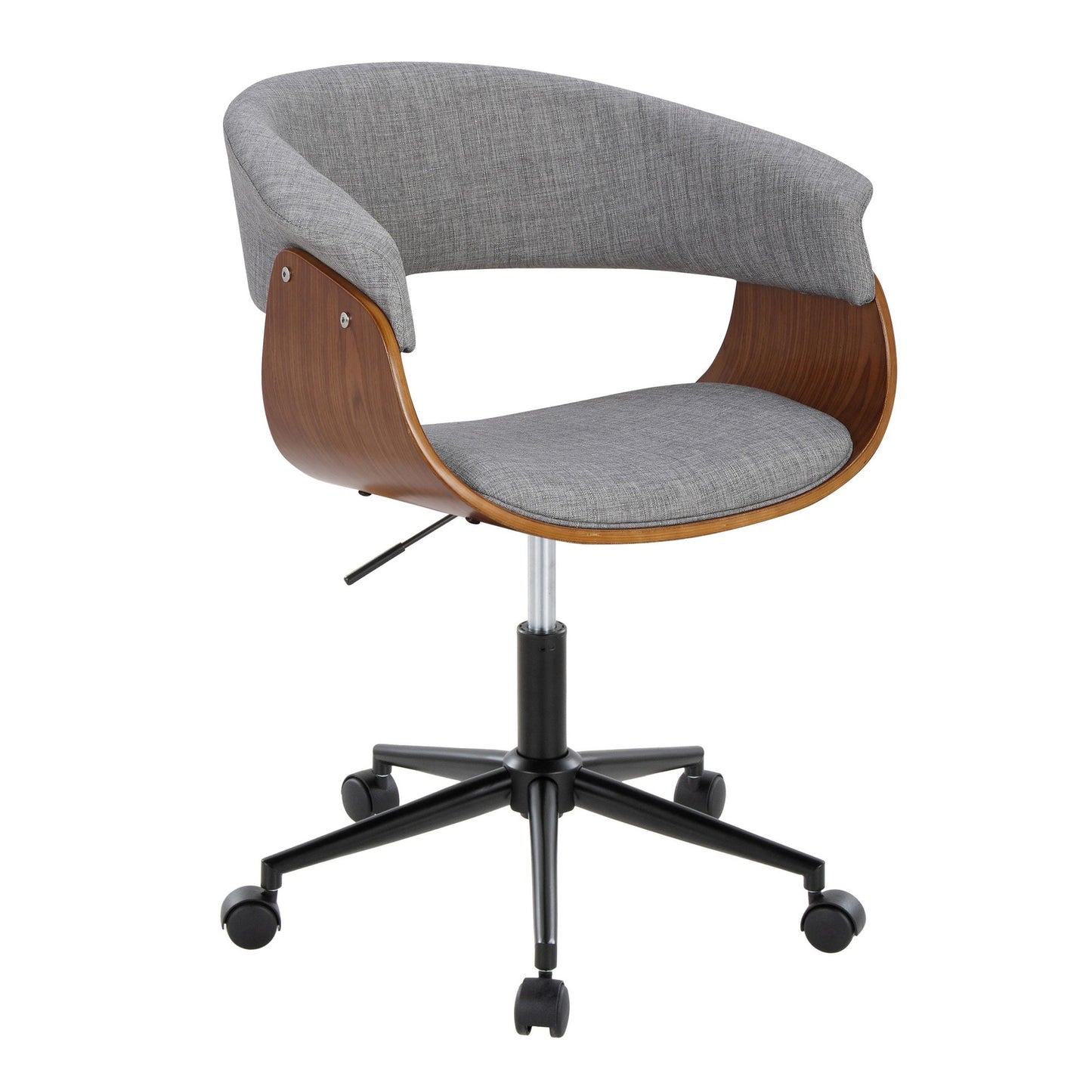 Majestic Office Furniture Mod Mid-Century Modern Office Chair in Gold Metal, Zebra Wood and Cream Fabric