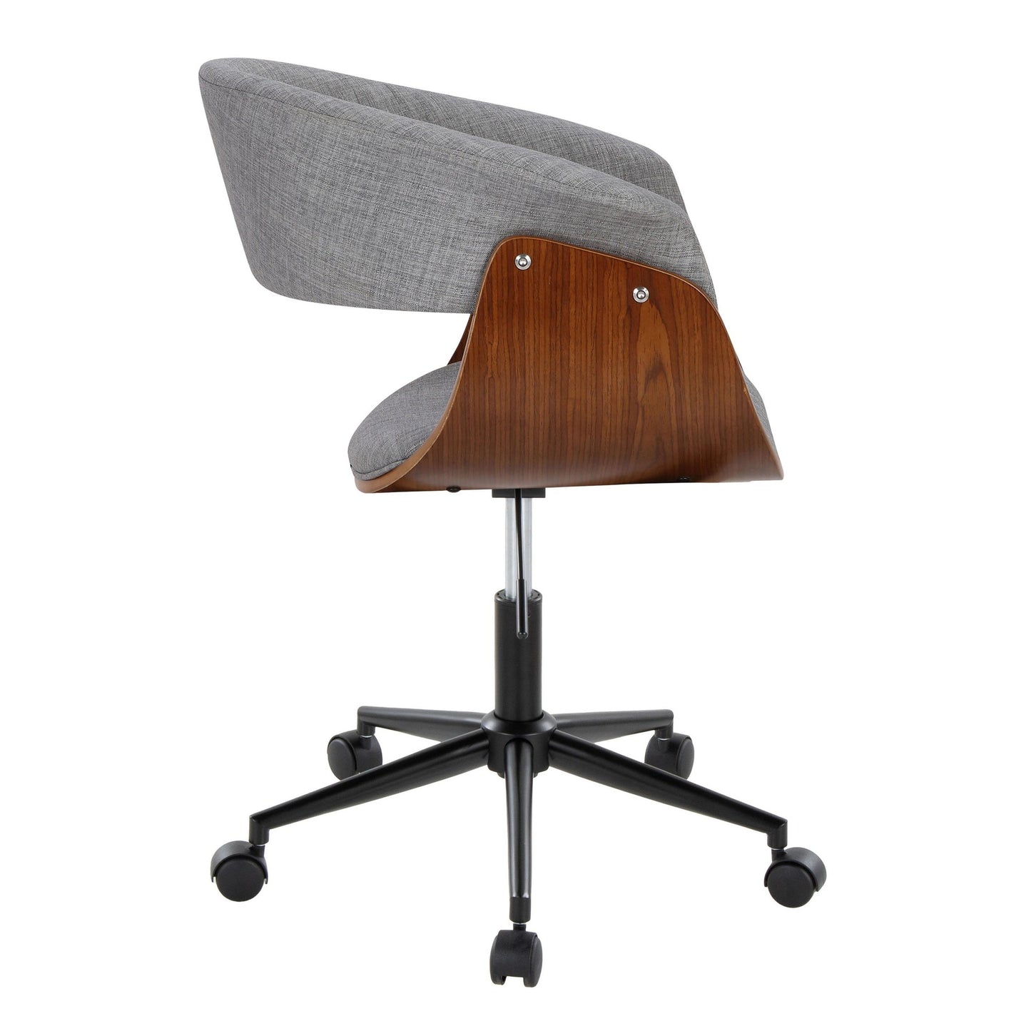 Majestic Office Furniture Mod Mid-Century Modern Office Chair in Gold Metal, Zebra Wood and Cream Fabric
