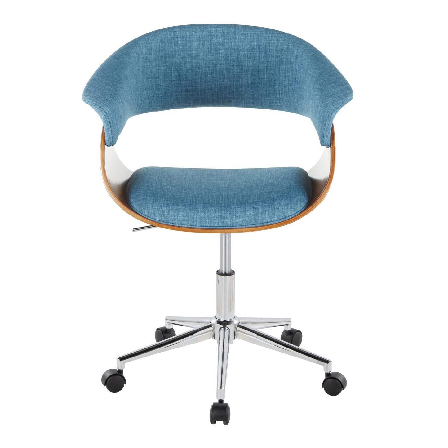 Majestic Office Furniture Mod Mid-Century Modern Office Chair in Gold Metal, Zebra Wood and Cream Fabric