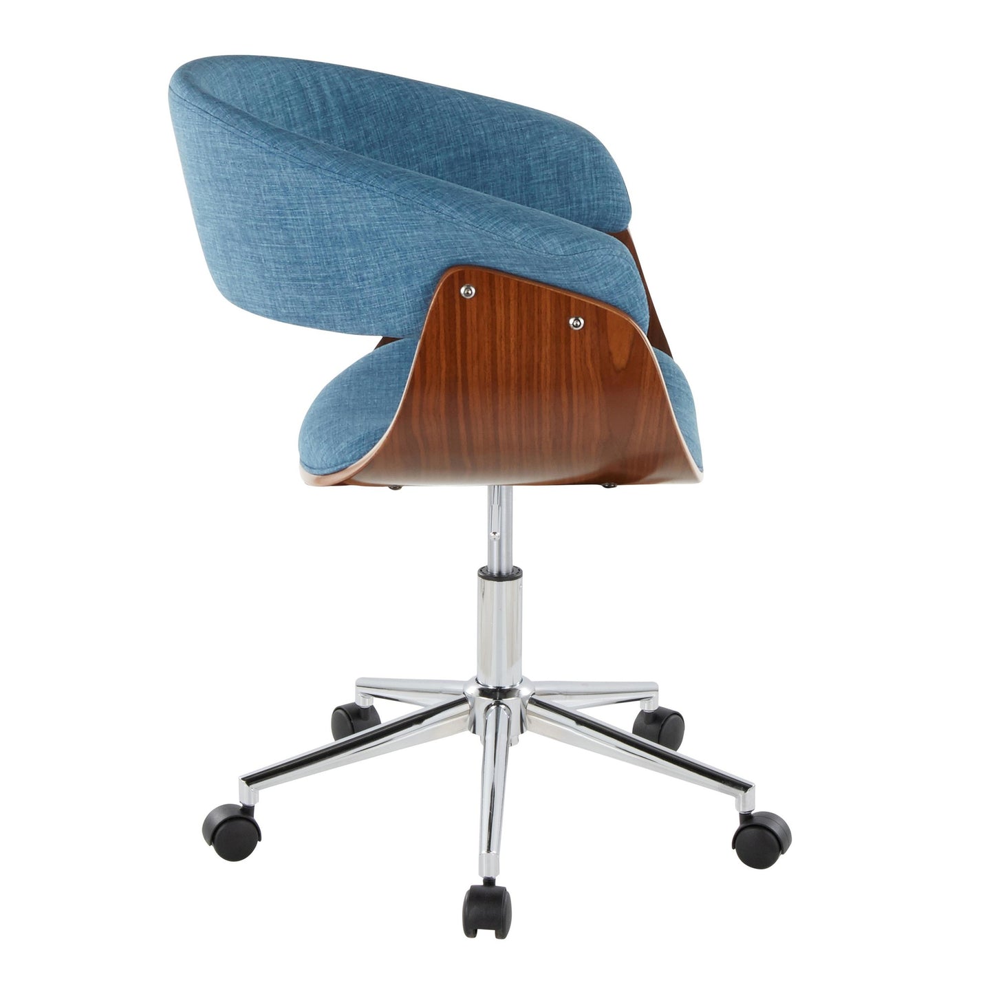 Majestic Office Furniture Mod Mid-Century Modern Office Chair in Gold Metal, Zebra Wood and Cream Fabric