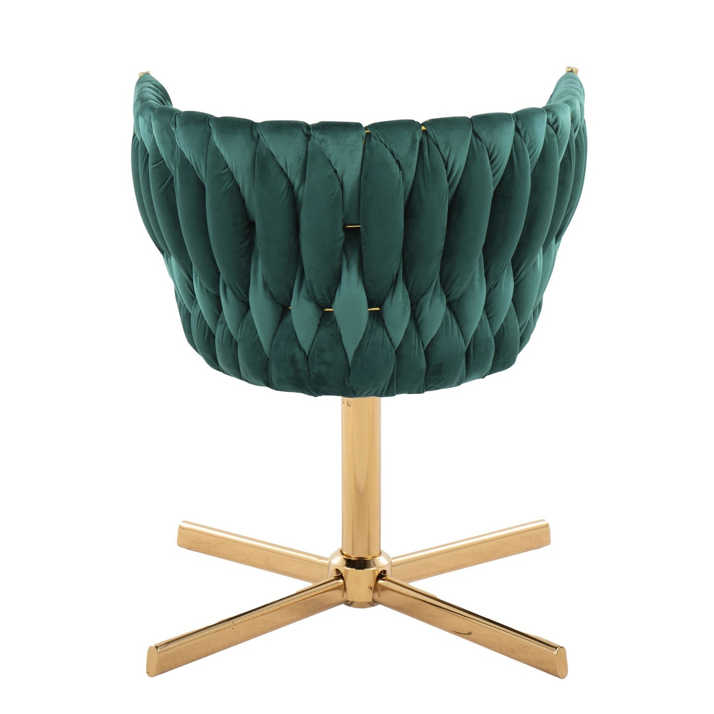 Majestic Office Furniture Renee Contemporary Swivel Accent Chair with X-Pedestal Base in Gold Metal and Green Velvet