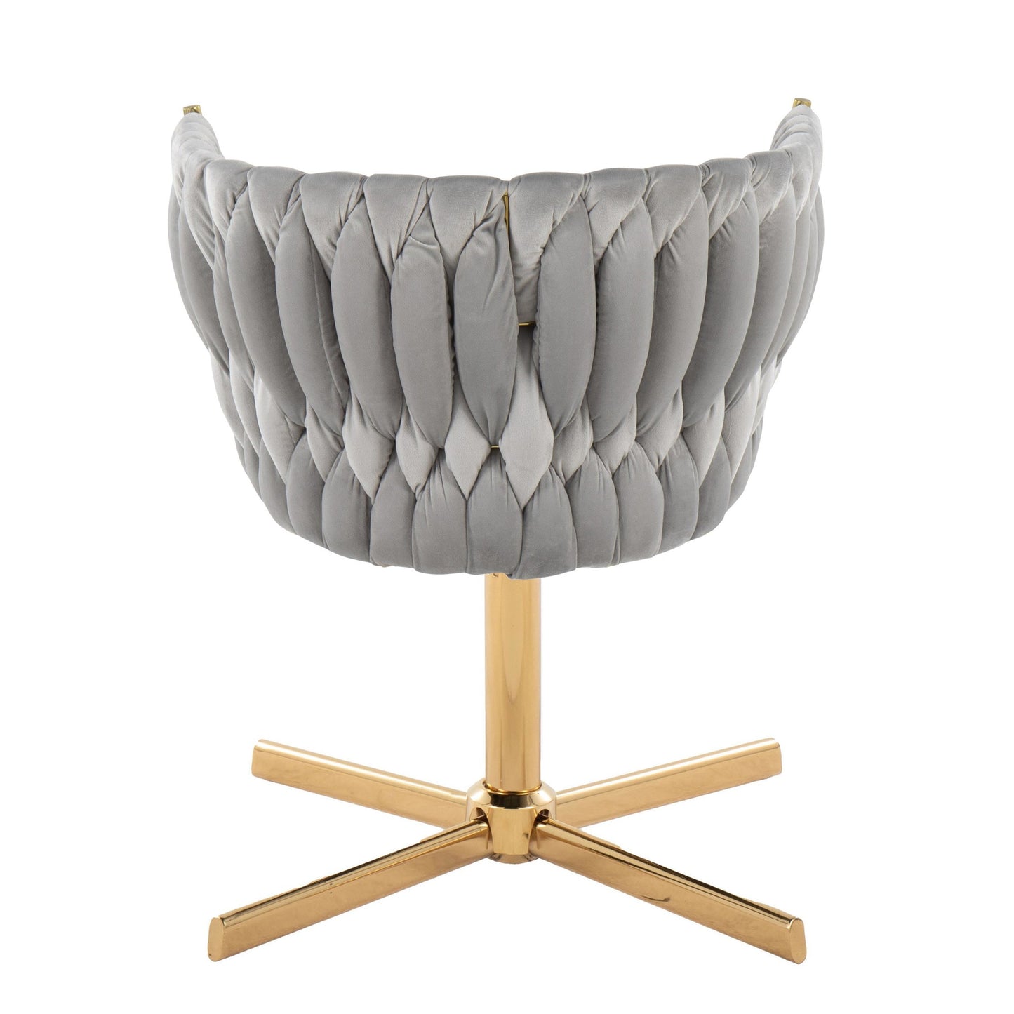 Majestic Office Furniture Renee Contemporary Swivel Accent Chair with X-Pedestal Base in Gold Metal and Green Velvet