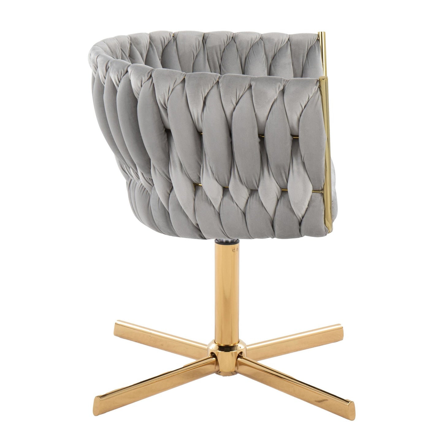 Majestic Office Furniture Renee Contemporary Swivel Accent Chair with X-Pedestal Base in Gold Metal and Green Velvet