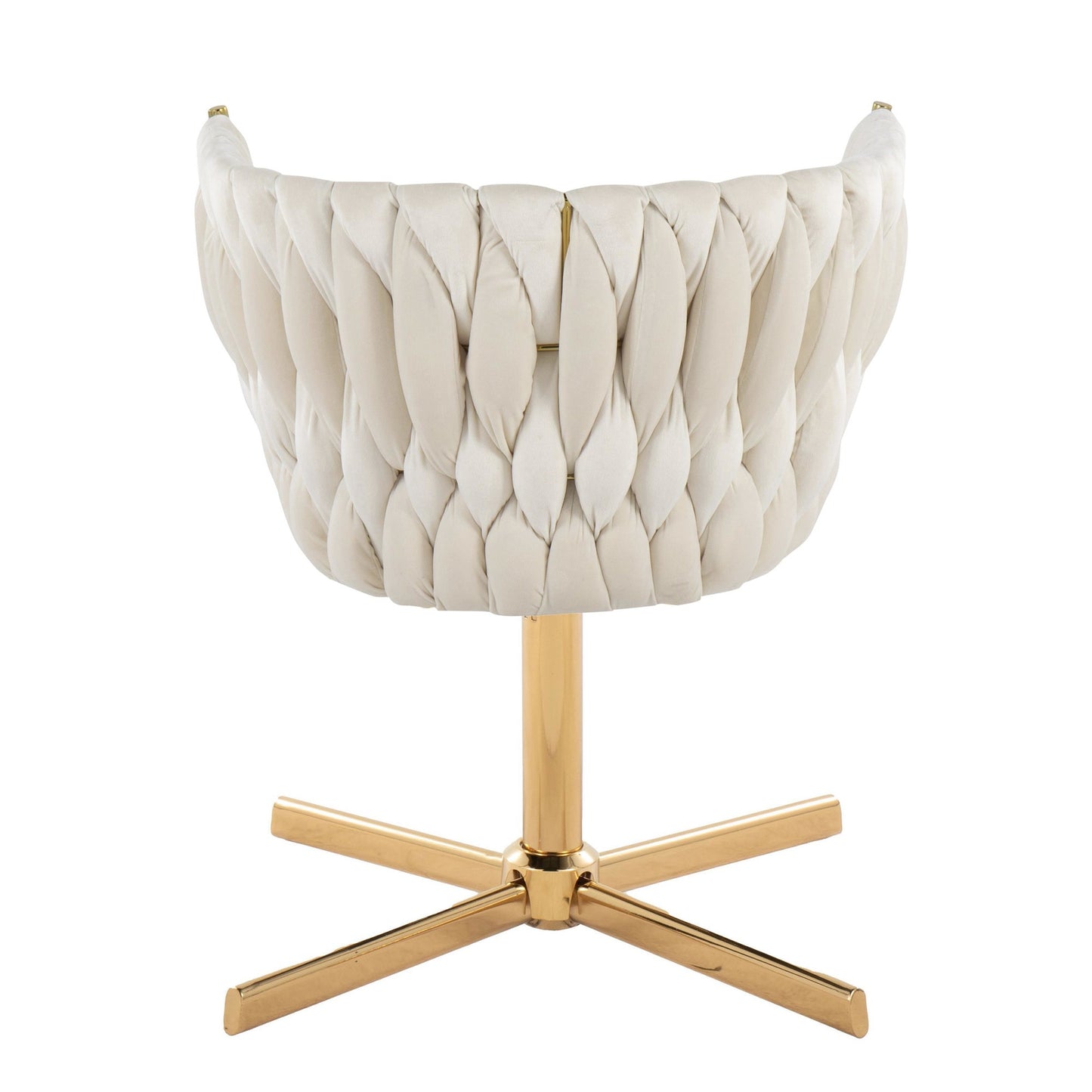 Majestic Office Furniture Renee Contemporary Swivel Accent Chair with X-Pedestal Base in Gold Metal and Green Velvet