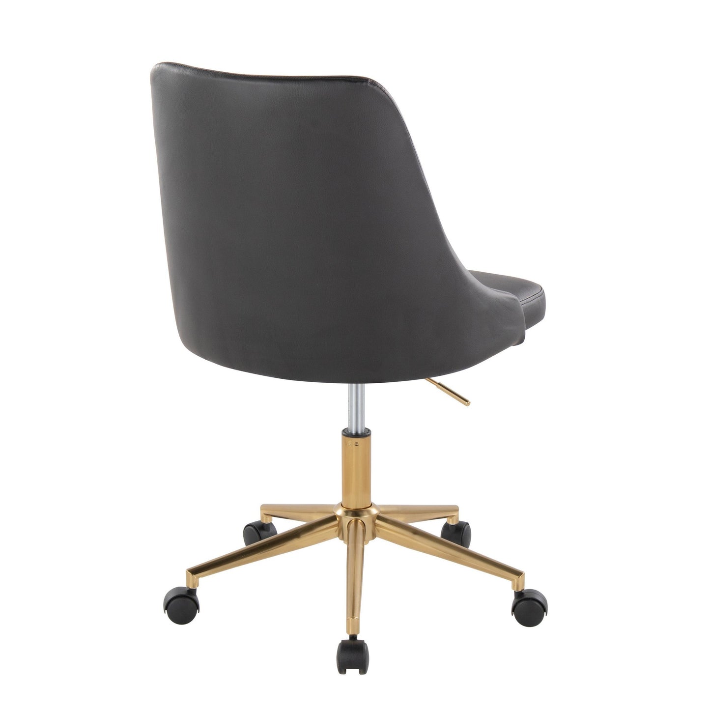 Majestic Office Furniture Contemporary Swivel Task Chair with Casters in Gold Metal and Black Faux Leather
