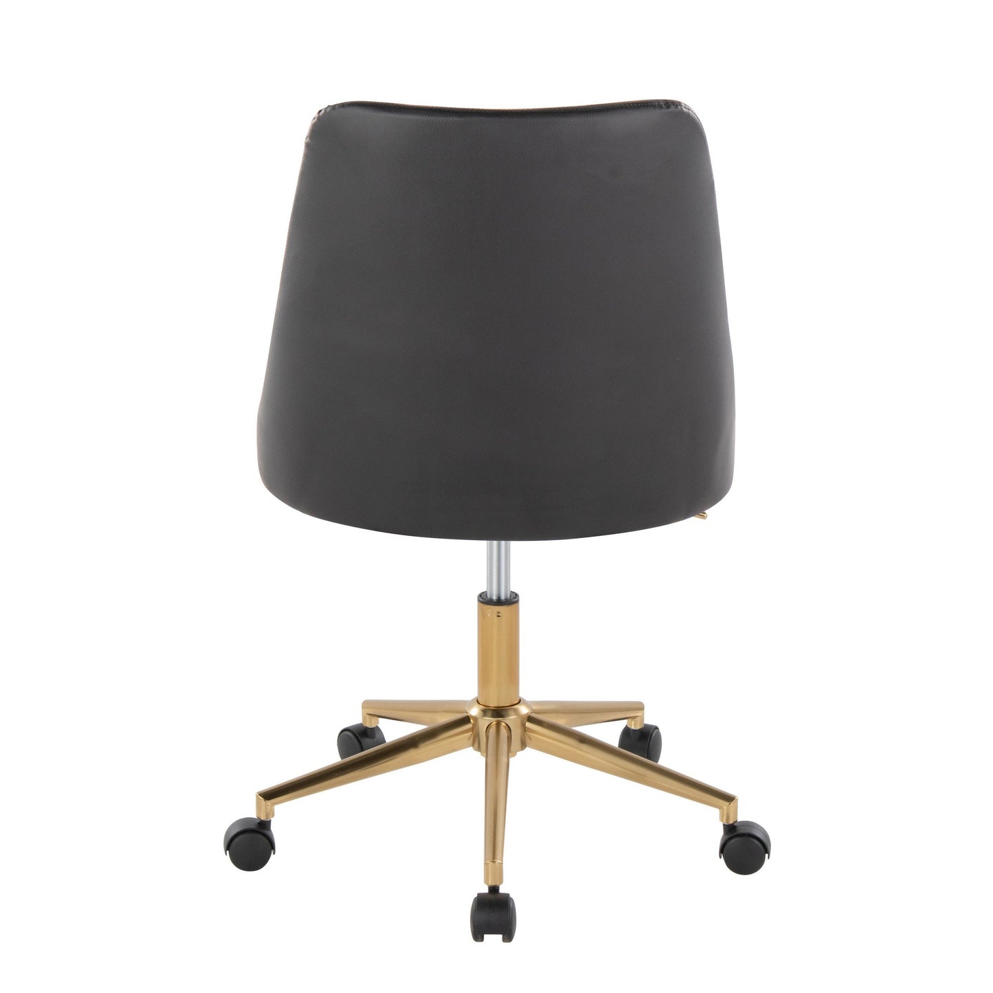 Majestic Office Furniture Contemporary Swivel Task Chair with Casters in Gold Metal and Black Faux Leather