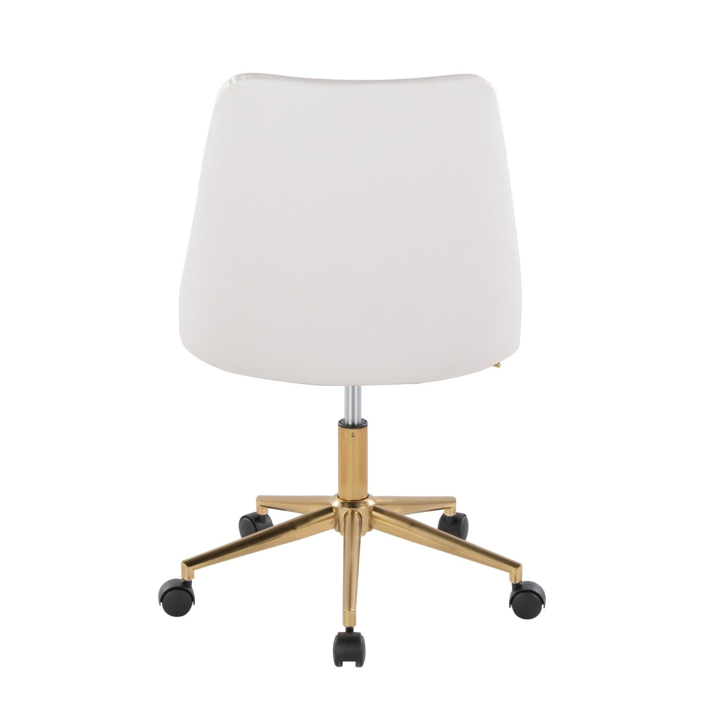Majestic Office Furniture Contemporary Swivel Task Chair with Casters in Gold Metal and Black Faux Leather