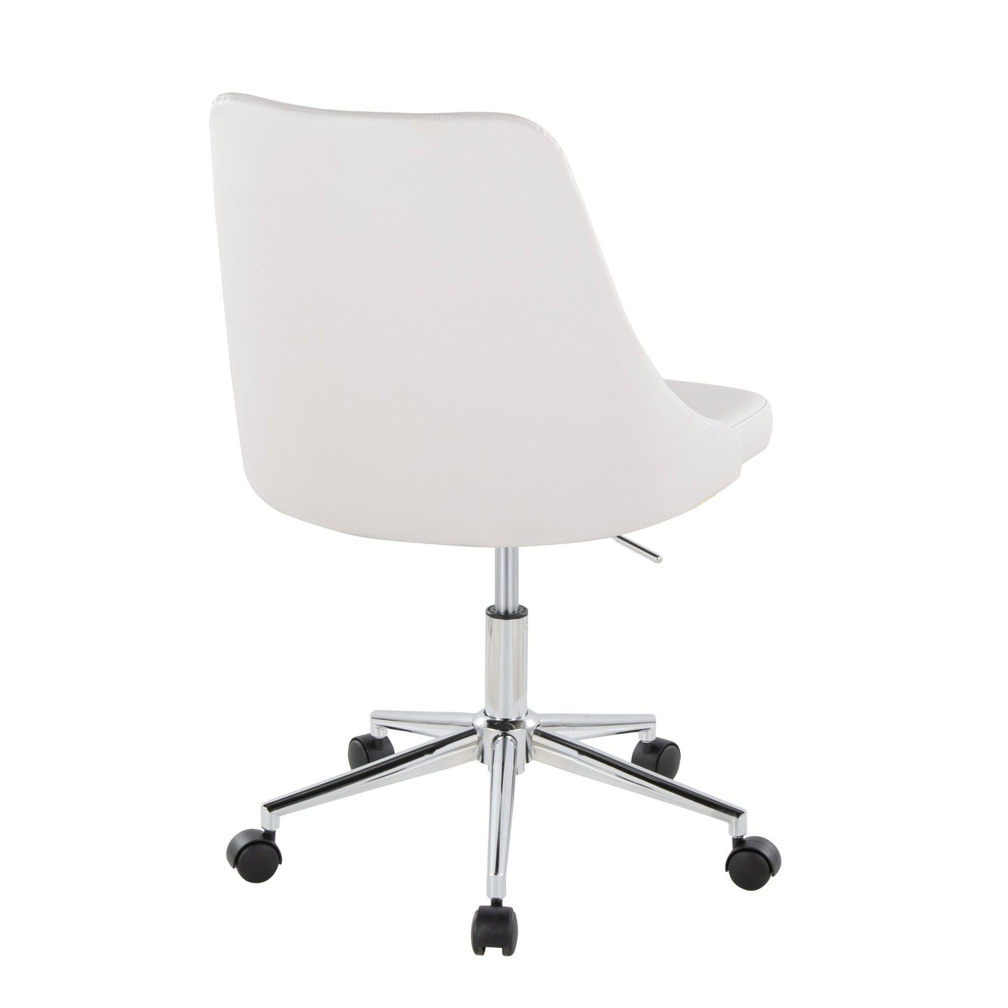 Majestic Office Furniture Contemporary Swivel Task Chair with Casters in Chrome Metal and Black Faux Leather