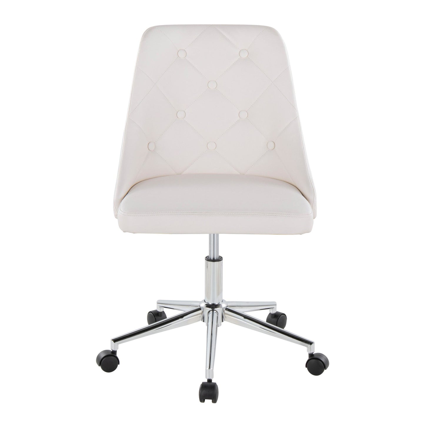 Majestic Office Furniture Contemporary Swivel Task Chair with Casters in Chrome Metal and Black Faux Leather