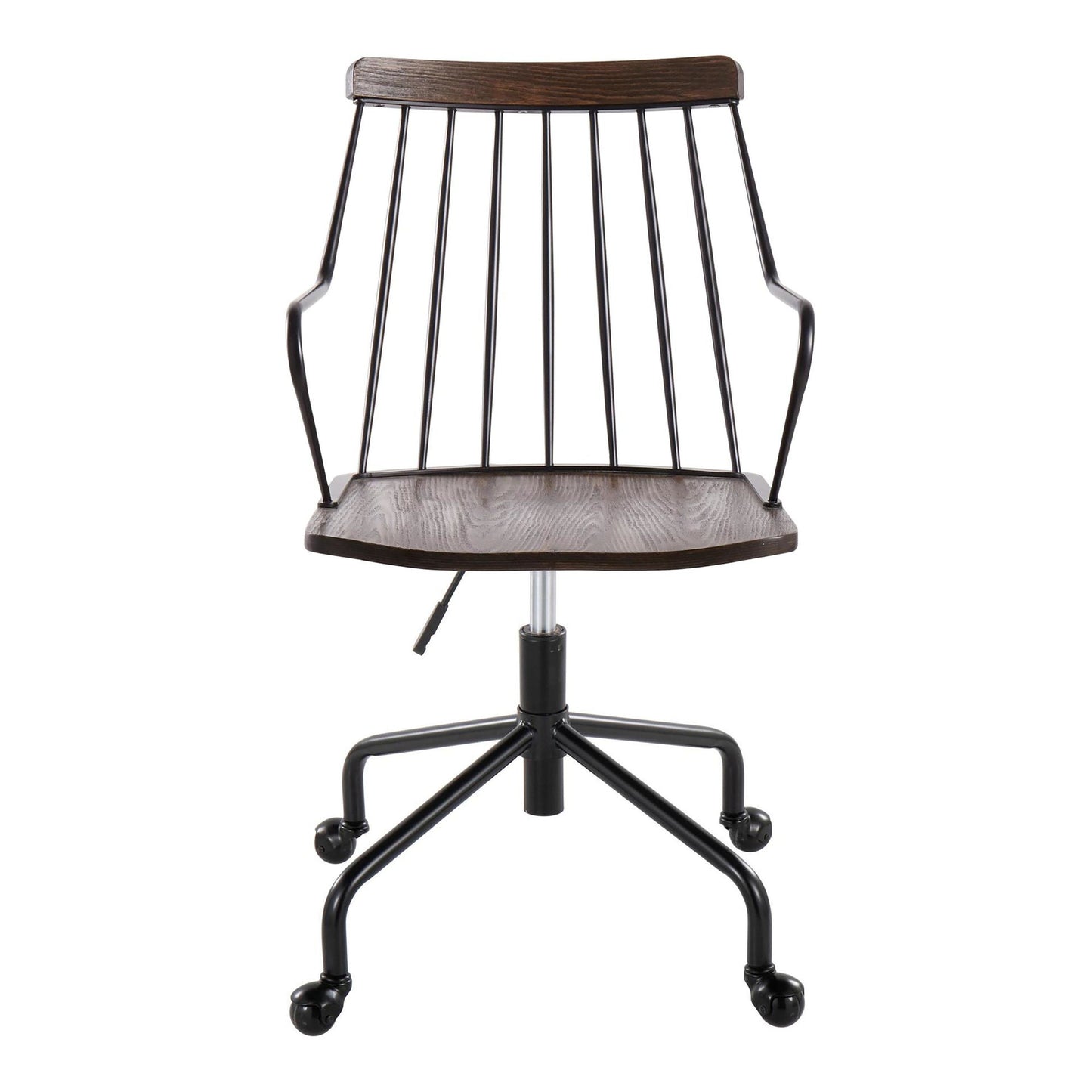 Majestic Office Furniture Farmhouse Adjustable Office Chair in Black Metal, Antique Copper and White Washed Wood