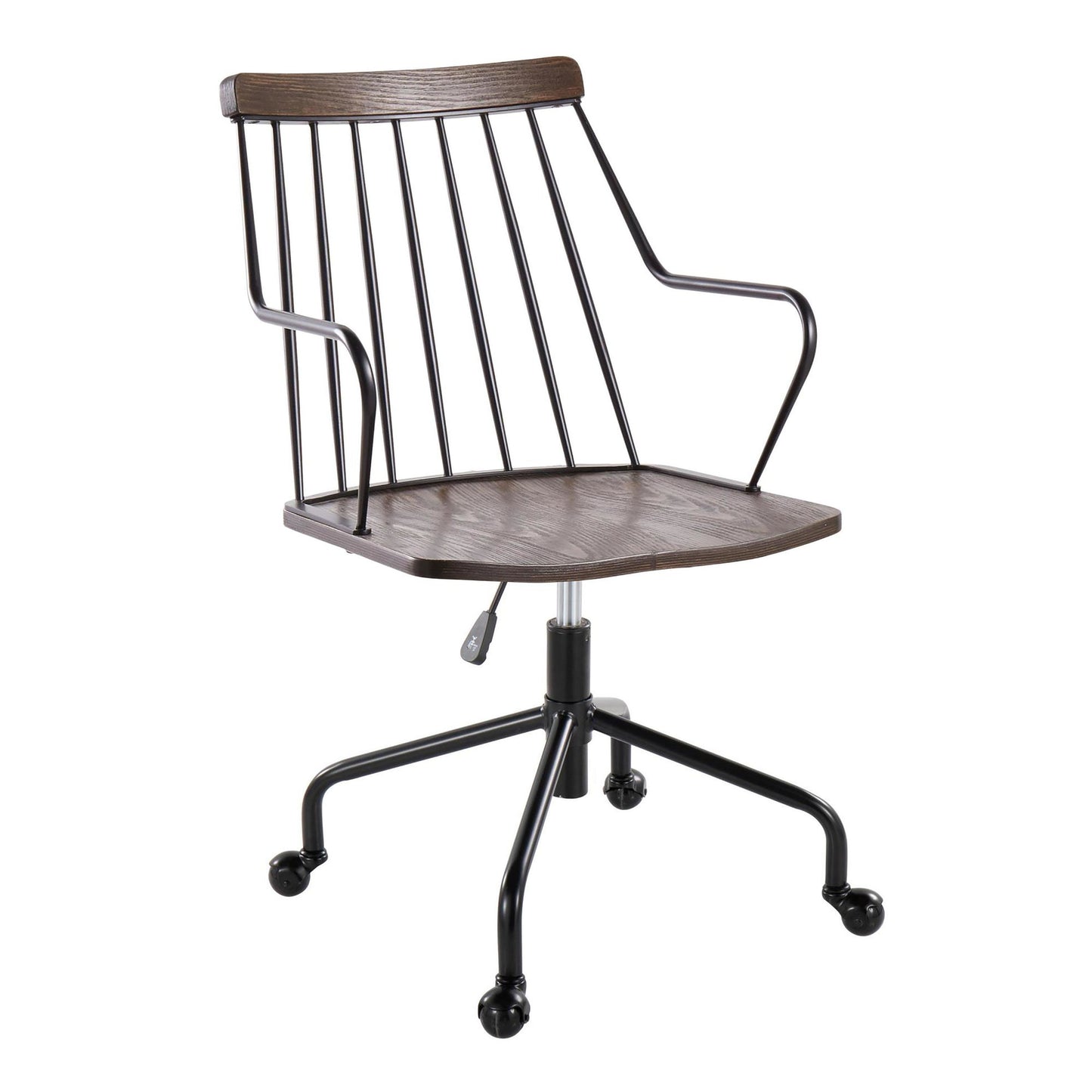 Majestic Office Furniture Farmhouse Adjustable Office Chair in Black Metal, Antique Copper and White Washed Wood