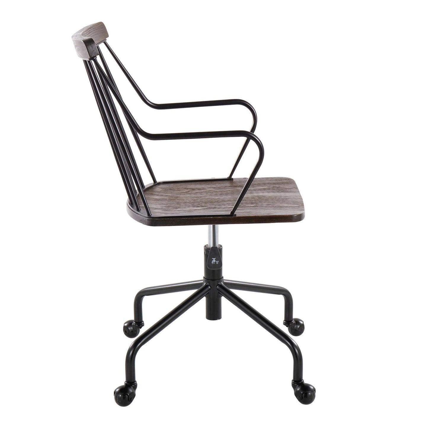 Majestic Office Furniture Farmhouse Adjustable Office Chair in Black Metal, Antique Copper and White Washed Wood