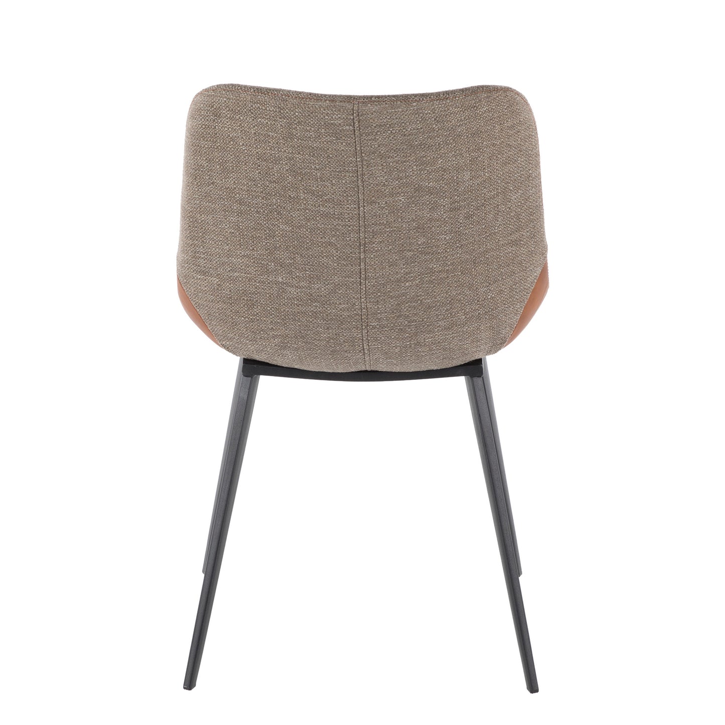 Majestic Office Furniture Industrial Two-Tone Chair in Black Metal with Espresso Faux Leather and Brown Fabric - Set of 2