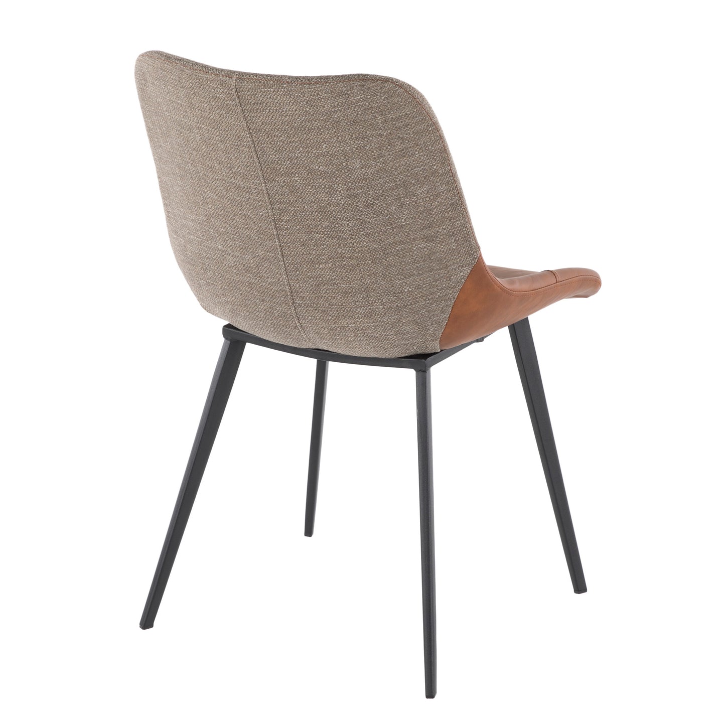 Majestic Office Furniture Industrial Two-Tone Chair in Black Metal with Espresso Faux Leather and Brown Fabric - Set of 2