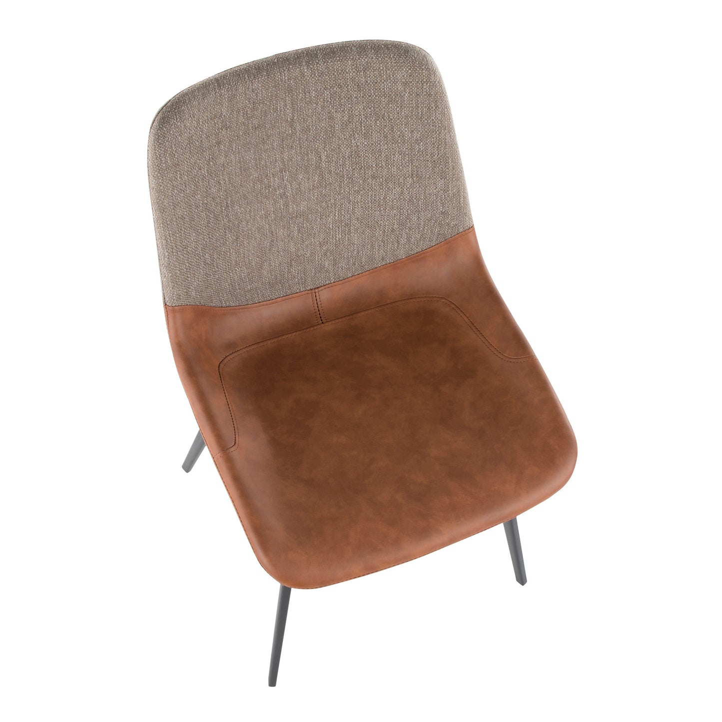 Majestic Office Furniture Industrial Two-Tone Chair in Black Metal with Espresso Faux Leather and Brown Fabric - Set of 2
