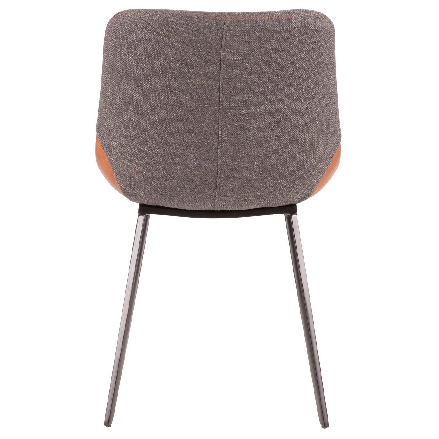 Majestic Office Furniture Industrial Two-Tone Chair in Black Metal with Espresso Faux Leather and Brown Fabric - Set of 2
