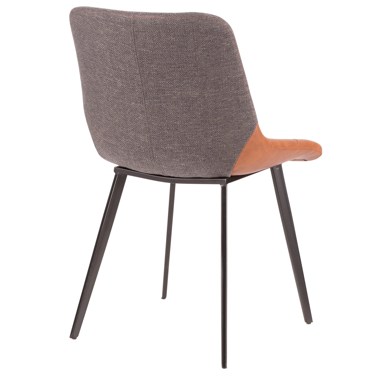 Majestic Office Furniture Industrial Two-Tone Chair in Black Metal with Espresso Faux Leather and Brown Fabric - Set of 2