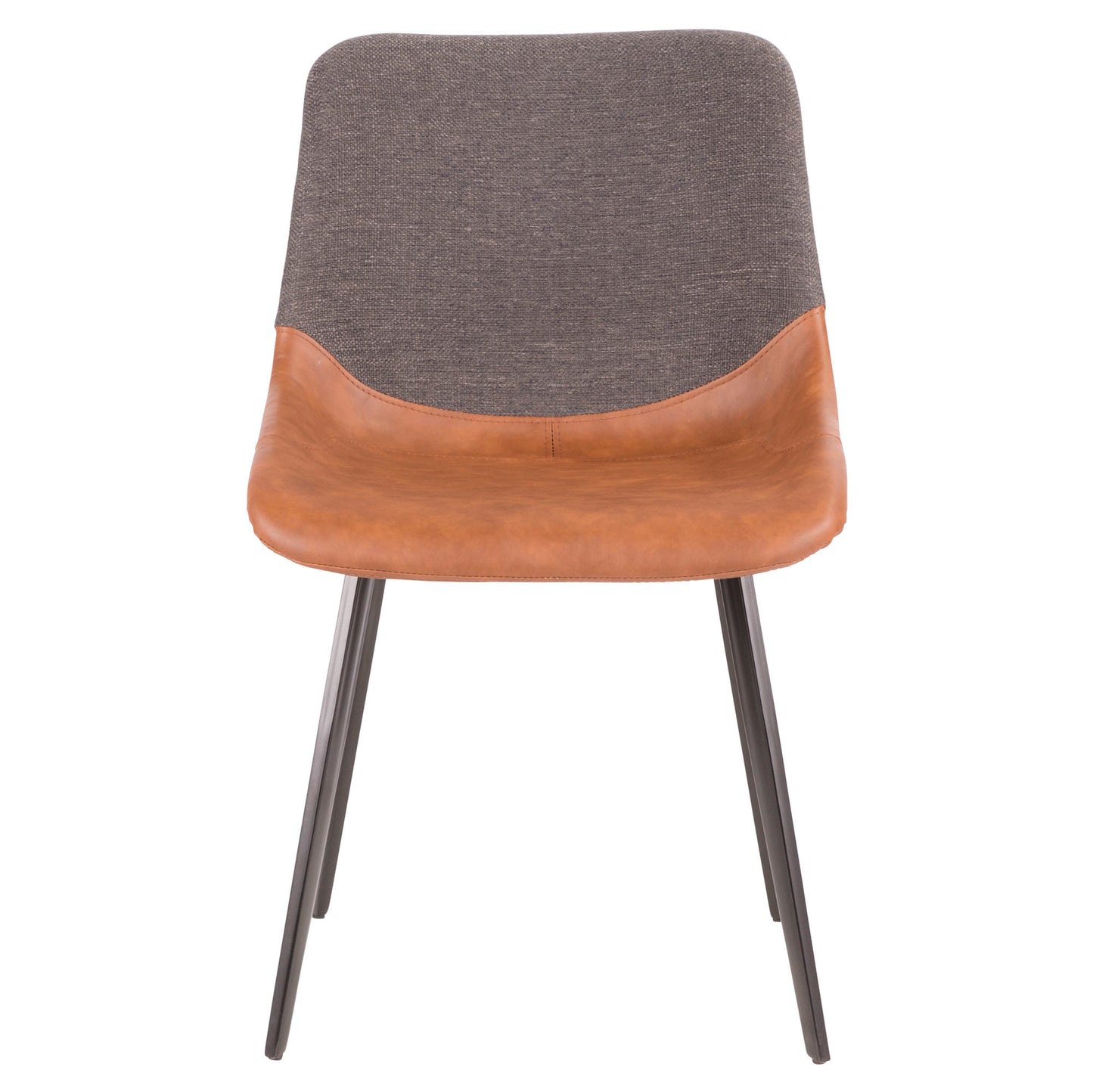 Majestic Office Furniture Industrial Two-Tone Chair in Black Metal with Espresso Faux Leather and Brown Fabric - Set of 2