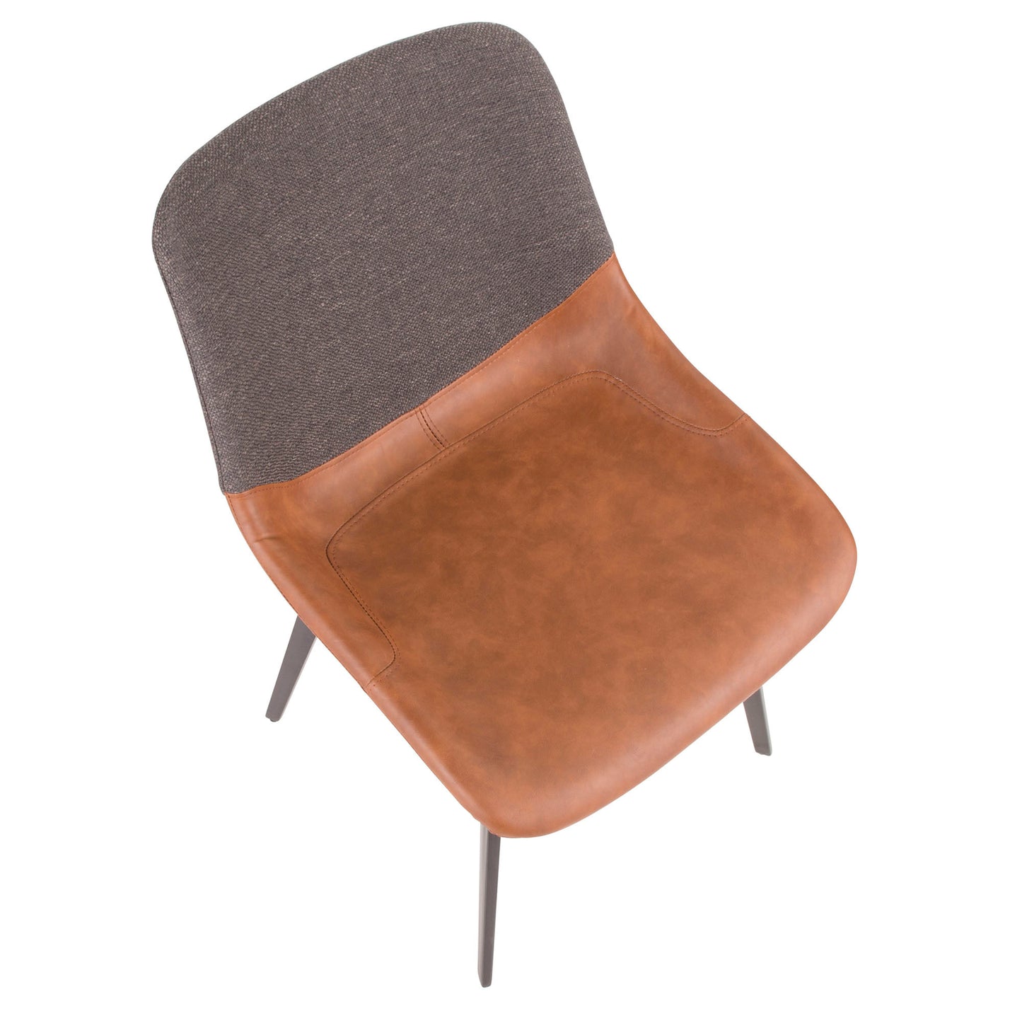 Majestic Office Furniture Industrial Two-Tone Chair in Black Metal with Espresso Faux Leather and Brown Fabric - Set of 2