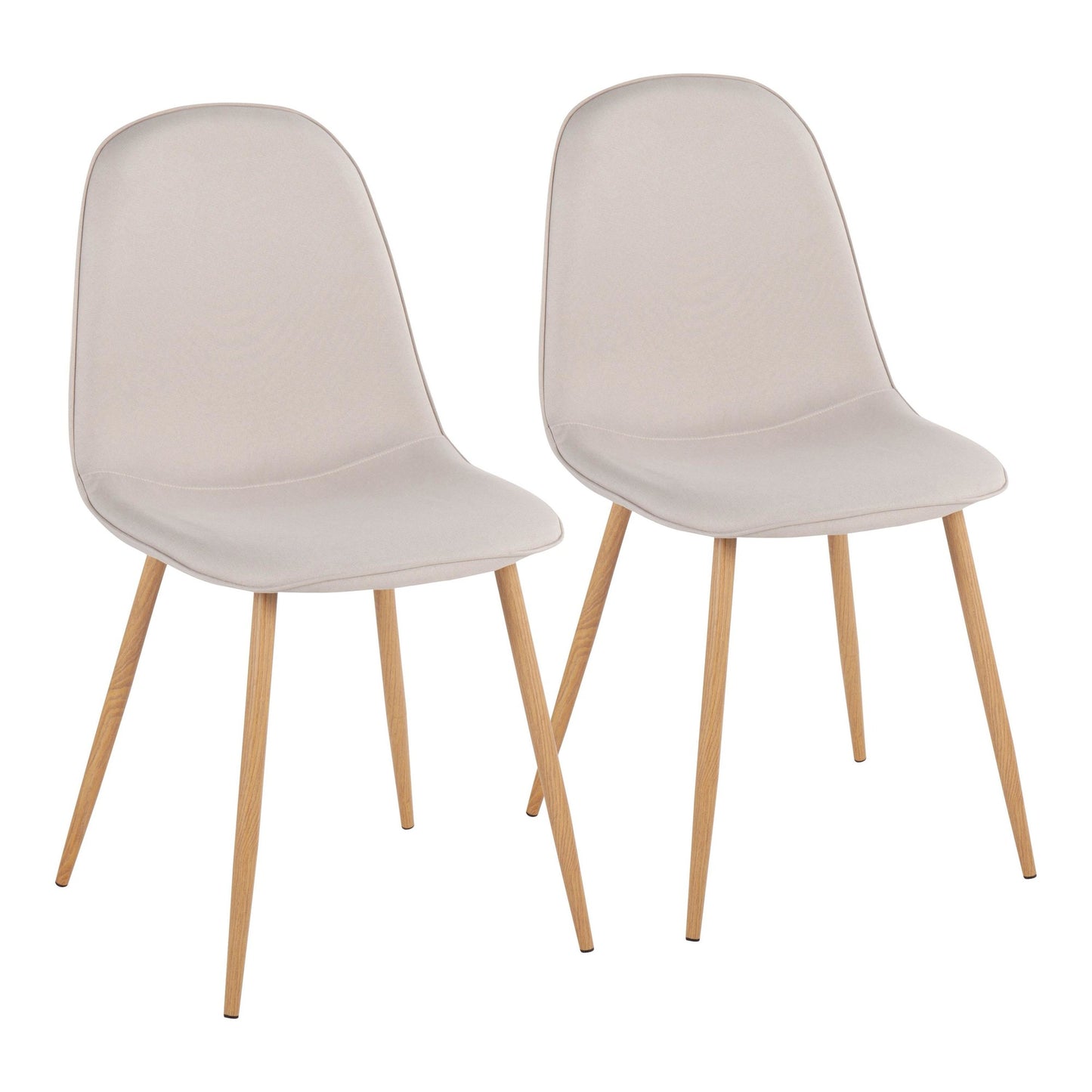 Majestic Office Furniture Contemporary Chair in Natural Wood Metal and Beige Fabric - Set of 2