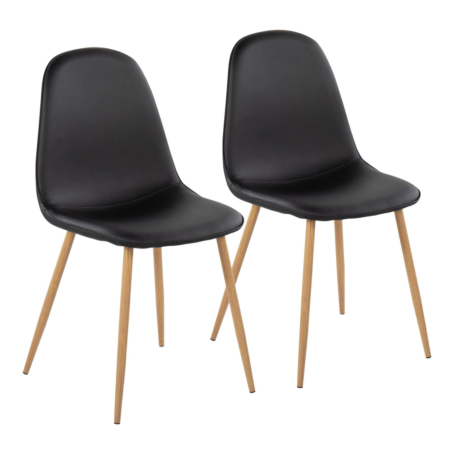 Majestic Office Furniture Contemporary Chair in Natural Wood Metal and Beige Fabric - Set of 2