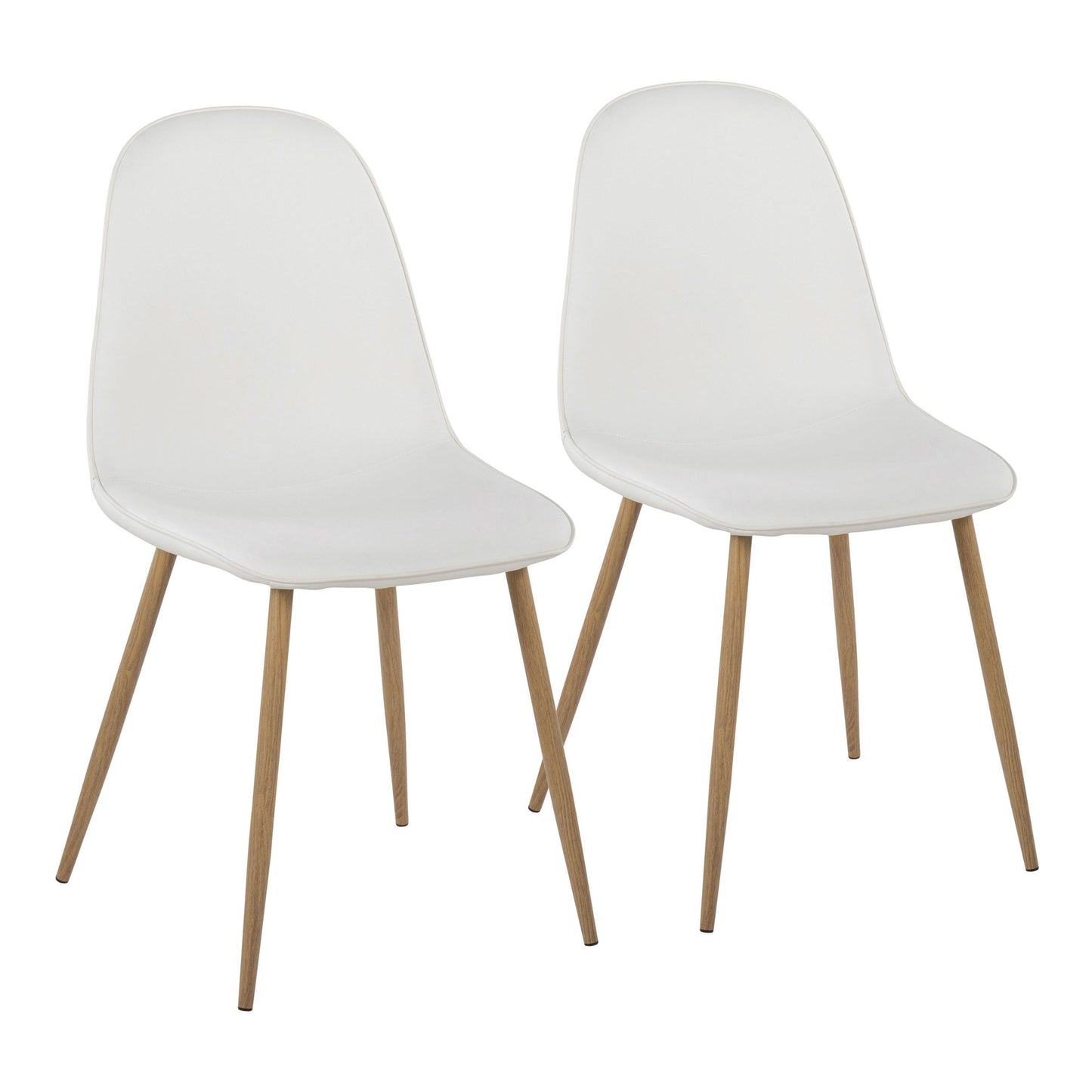 Majestic Office Furniture Contemporary Chair in Natural Wood Metal and Beige Fabric - Set of 2