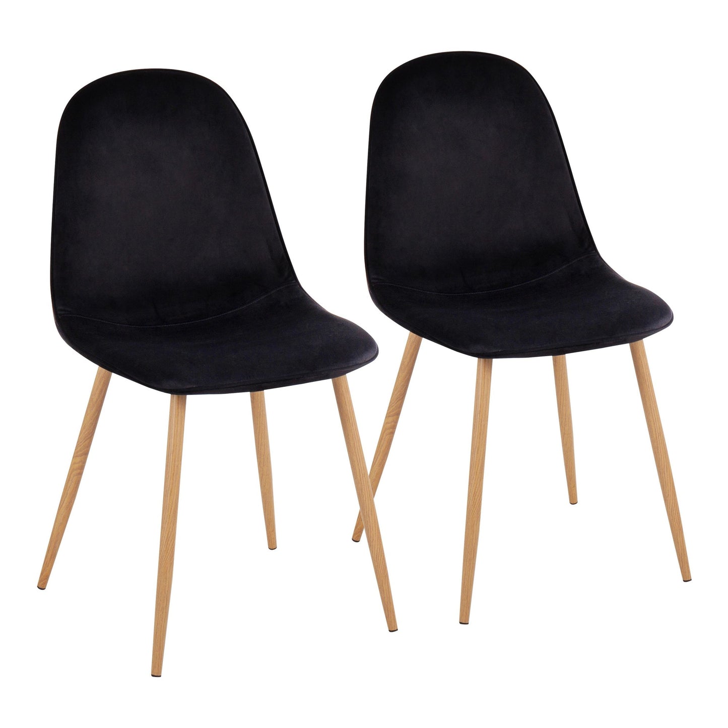 Majestic Office Furniture Contemporary Chair in Natural Wood Metal and Beige Fabric - Set of 2