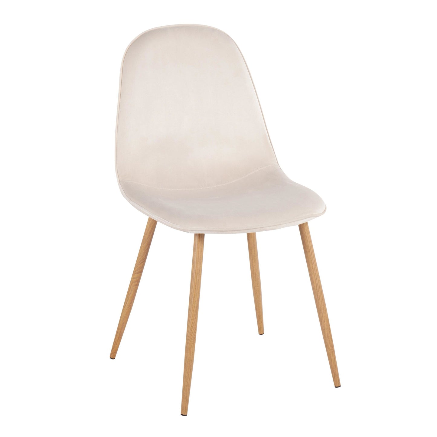 Majestic Office Furniture Contemporary Chair in Natural Wood Metal and Beige Fabric - Set of 2