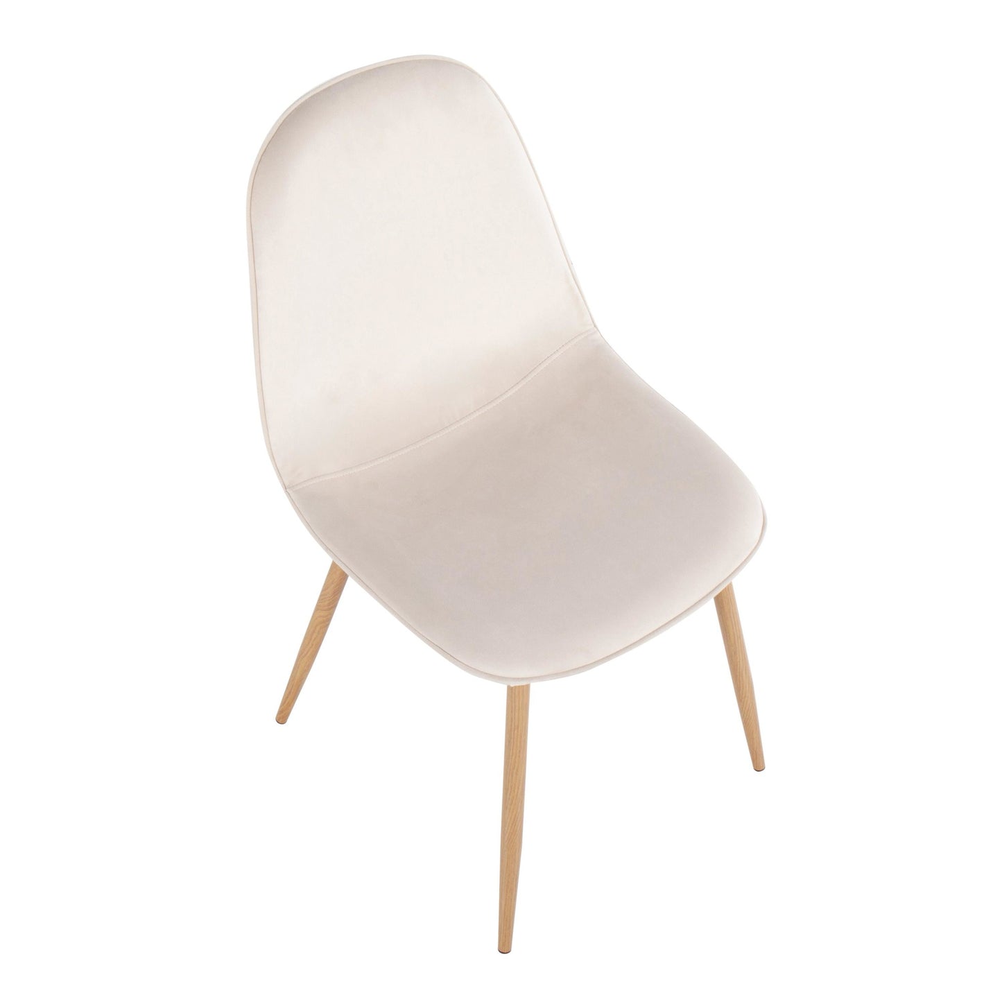 Majestic Office Furniture Contemporary Chair in Natural Wood Metal and Beige Fabric - Set of 2