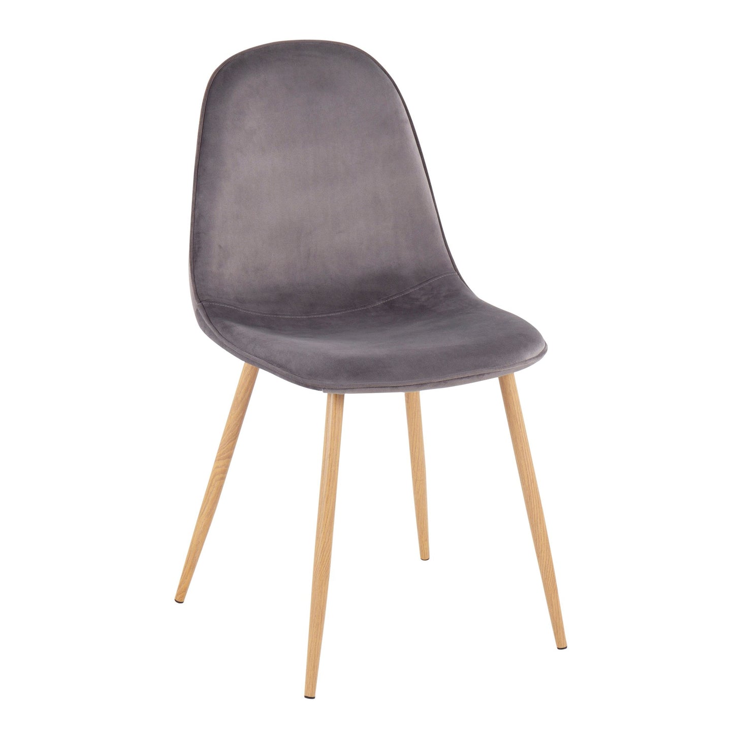 Majestic Office Furniture Contemporary Chair in Natural Wood Metal and Beige Fabric - Set of 2