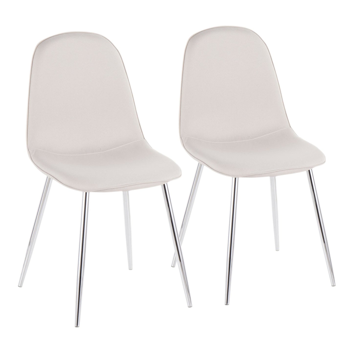 Majestic Office Furniture Contemporary Chair in Natural Wood Metal and Beige Fabric - Set of 2