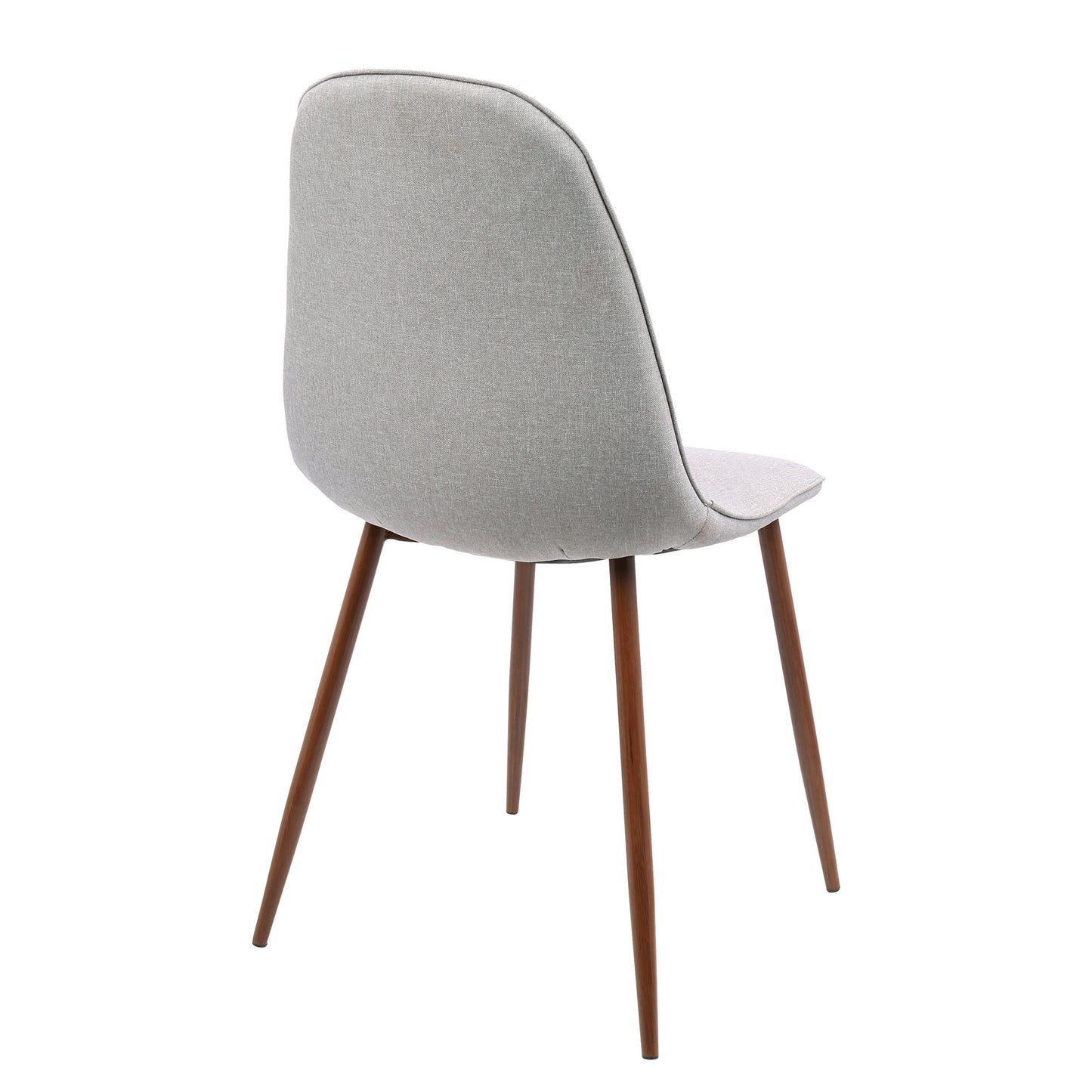 Pebble Mid-Century Modern Dining/Accent Chair in Walnut and Blue Fabric - Set of 2