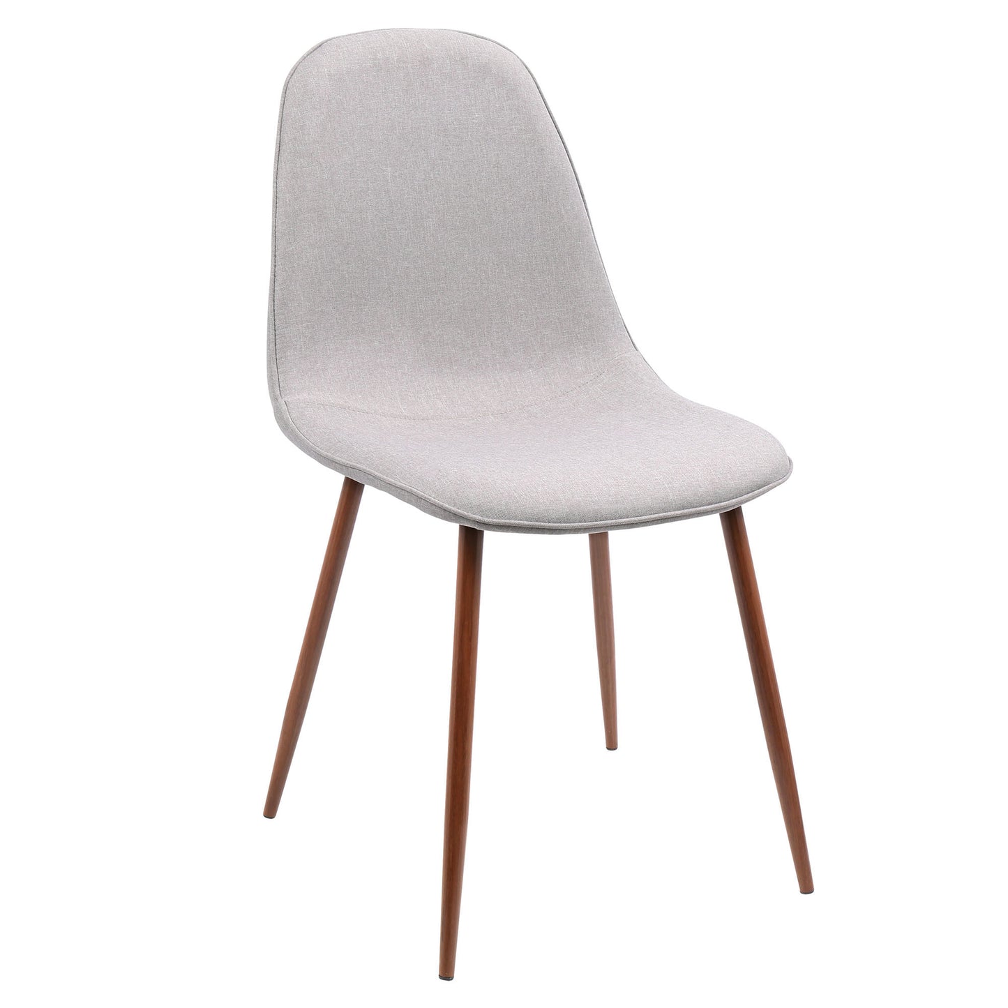 Pebble Mid-Century Modern Dining/Accent Chair in Walnut and Blue Fabric - Set of 2