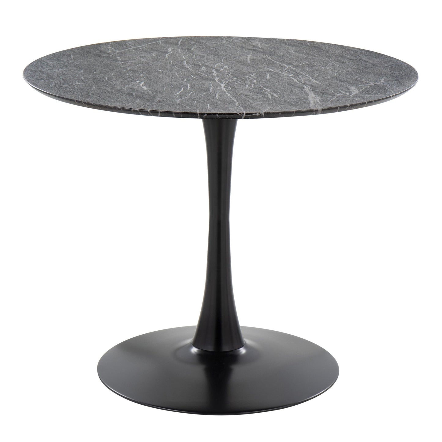 Majestic Office Furniture Modern Table with Black Metal Base and Black Marble Veneer Table Top