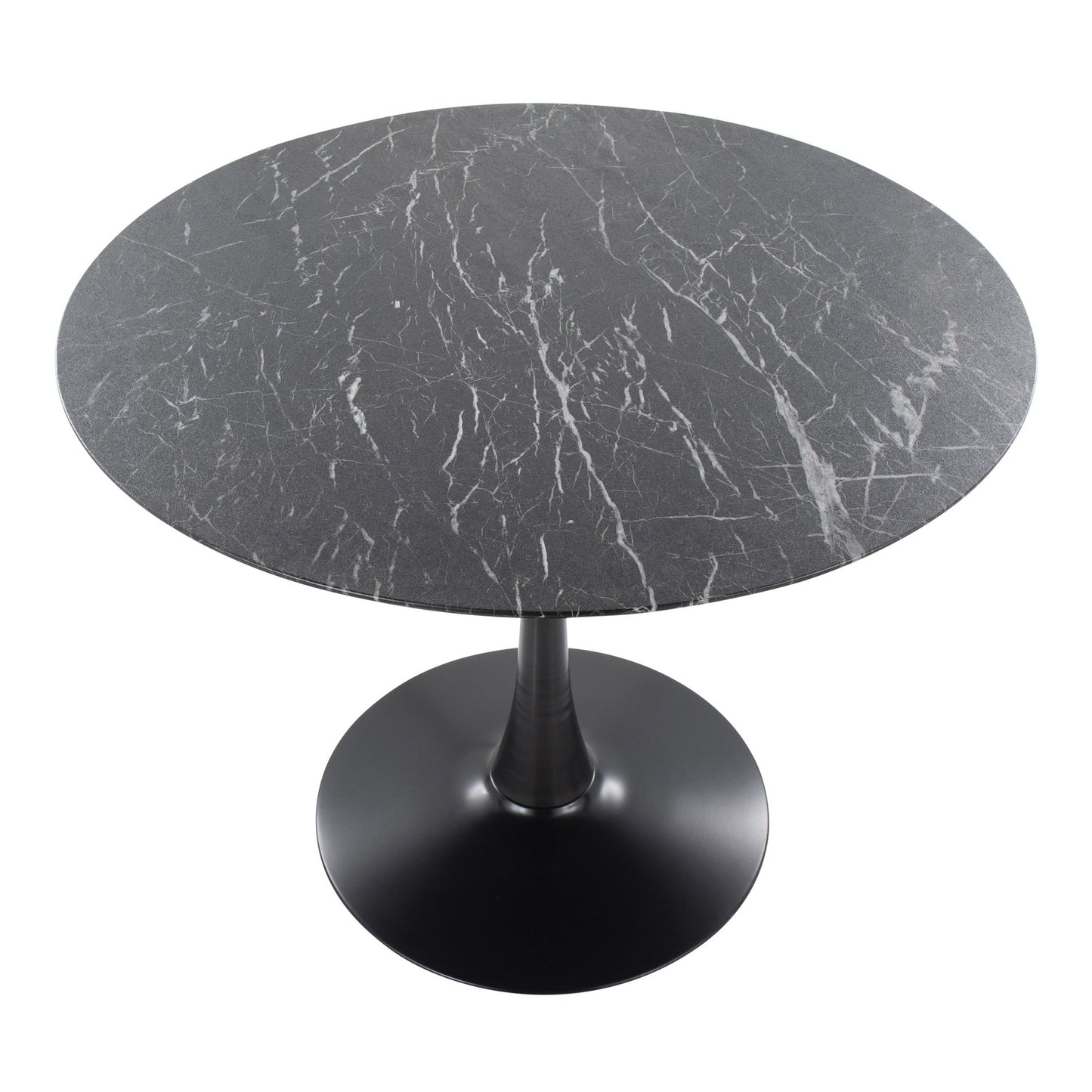 Majestic Office Furniture Modern Table with Black Metal Base and Black Marble Veneer Table Top