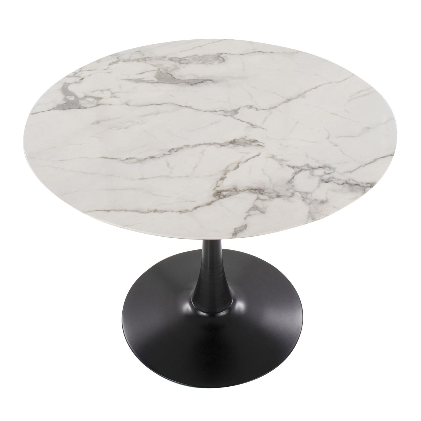 Majestic Office Furniture Modern Table with Black Metal Base and Black Marble Veneer Table Top