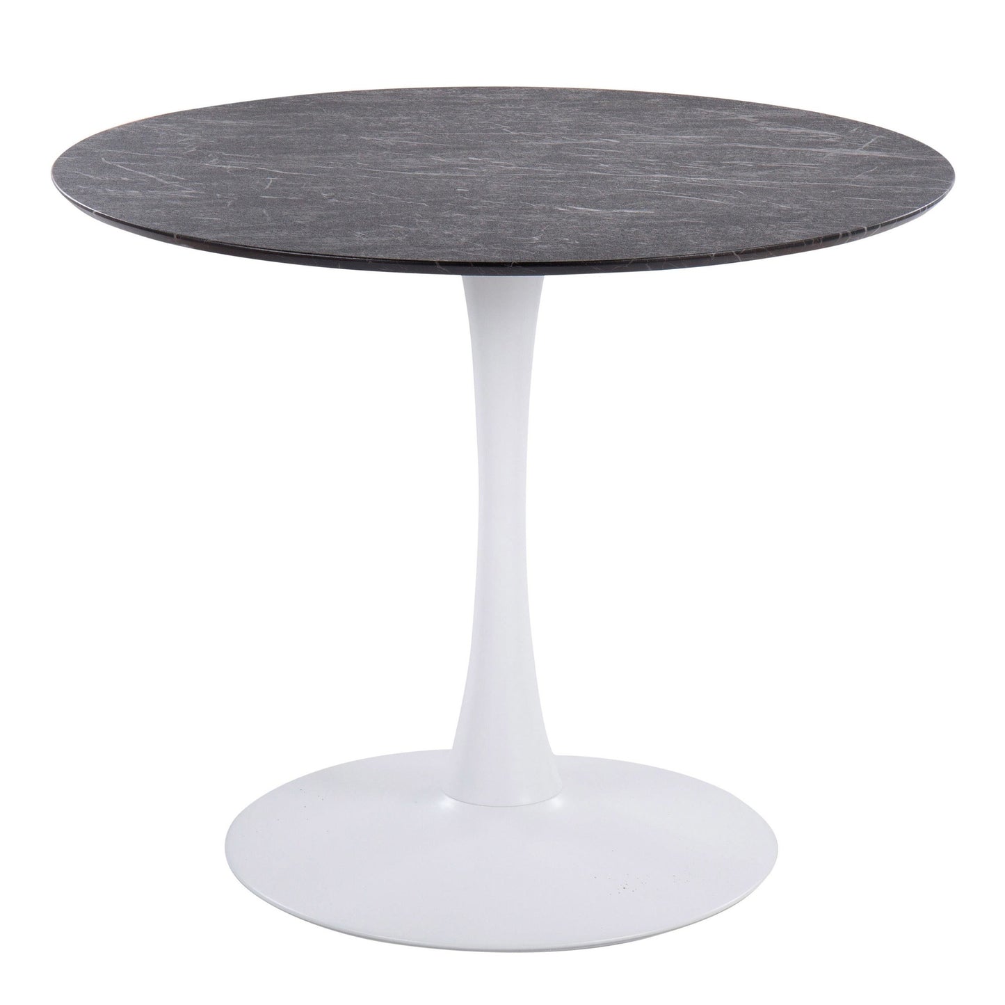 Majestic Office Furniture Modern Table with Black Metal Base and Black Marble Veneer Table Top