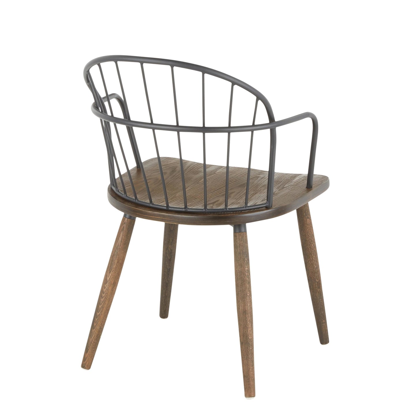 Majestic Office Furniture Industrial Chair in Dark Walnut Wood and Black Metal